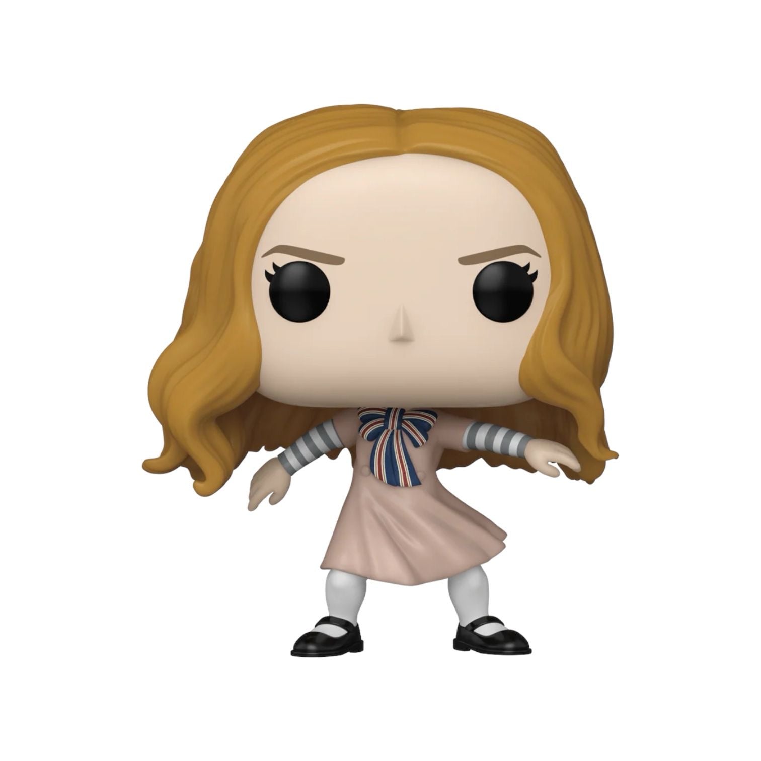 Funko Pop! vinyl figure of a character with blonde hair and a striped dress on a white background