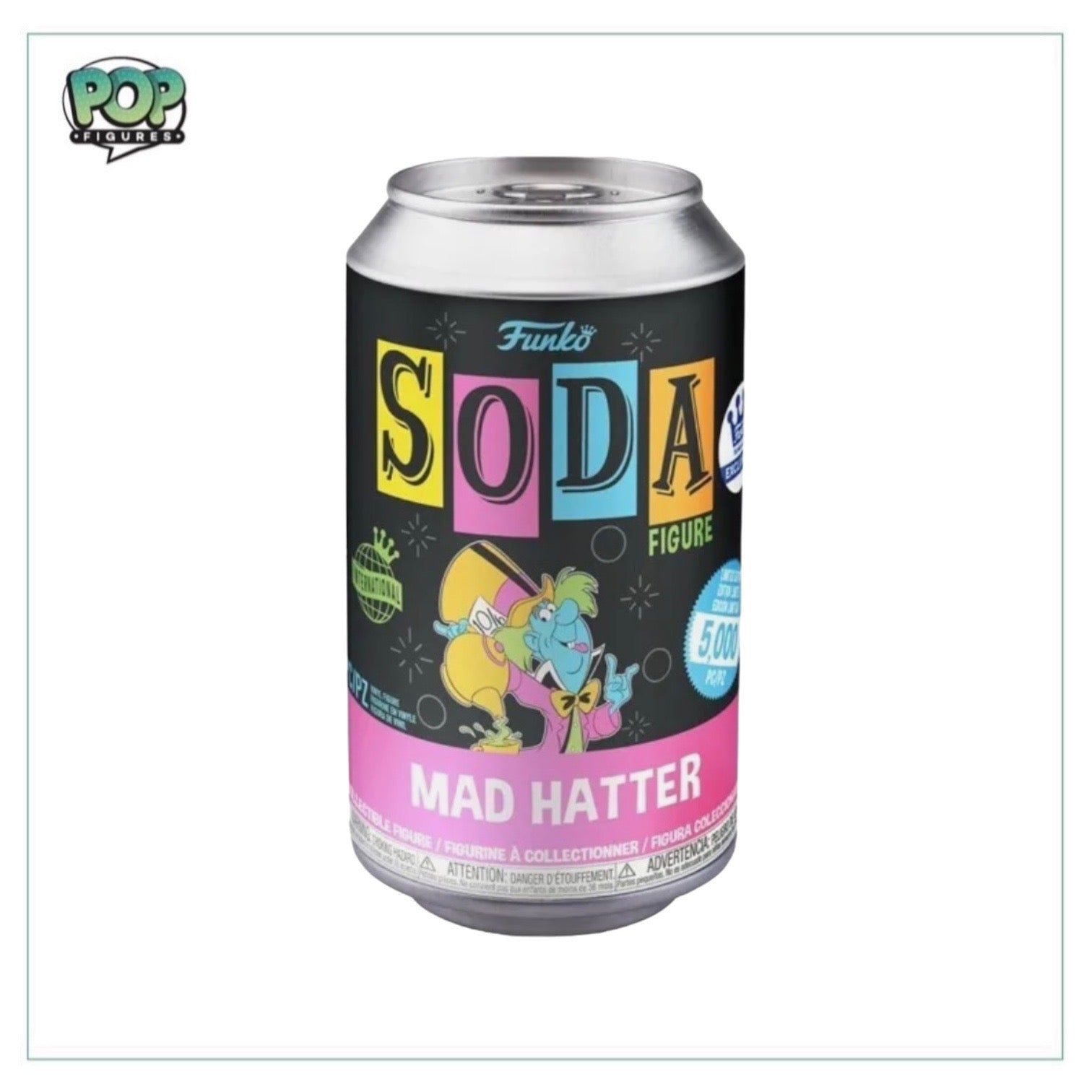 Funko Soda Mad Hatter figure in black light style, Alice in Wonderland theme, limited edition of 5000, possible chase variant.