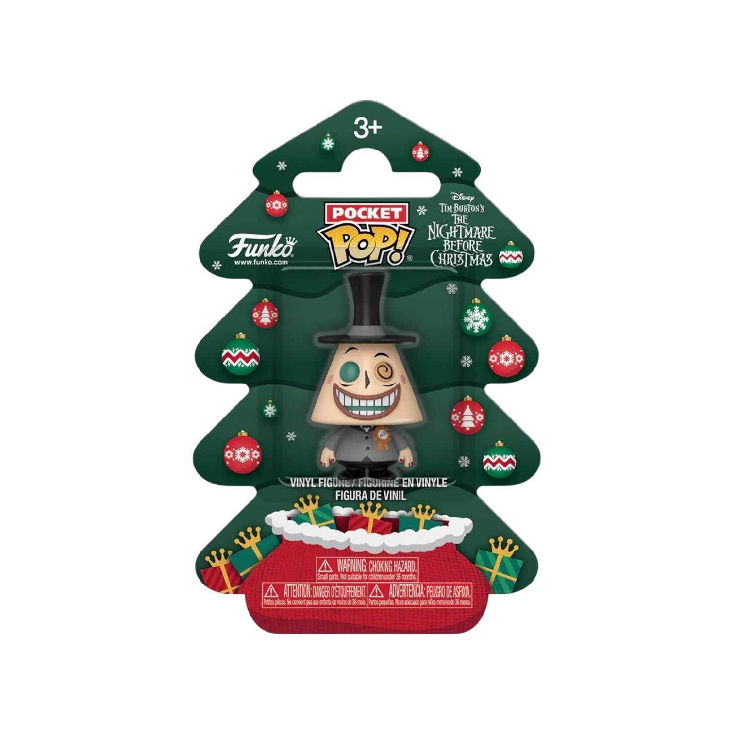 Funko Pocket Pop! vinyl figure packaging with festive design on a white background