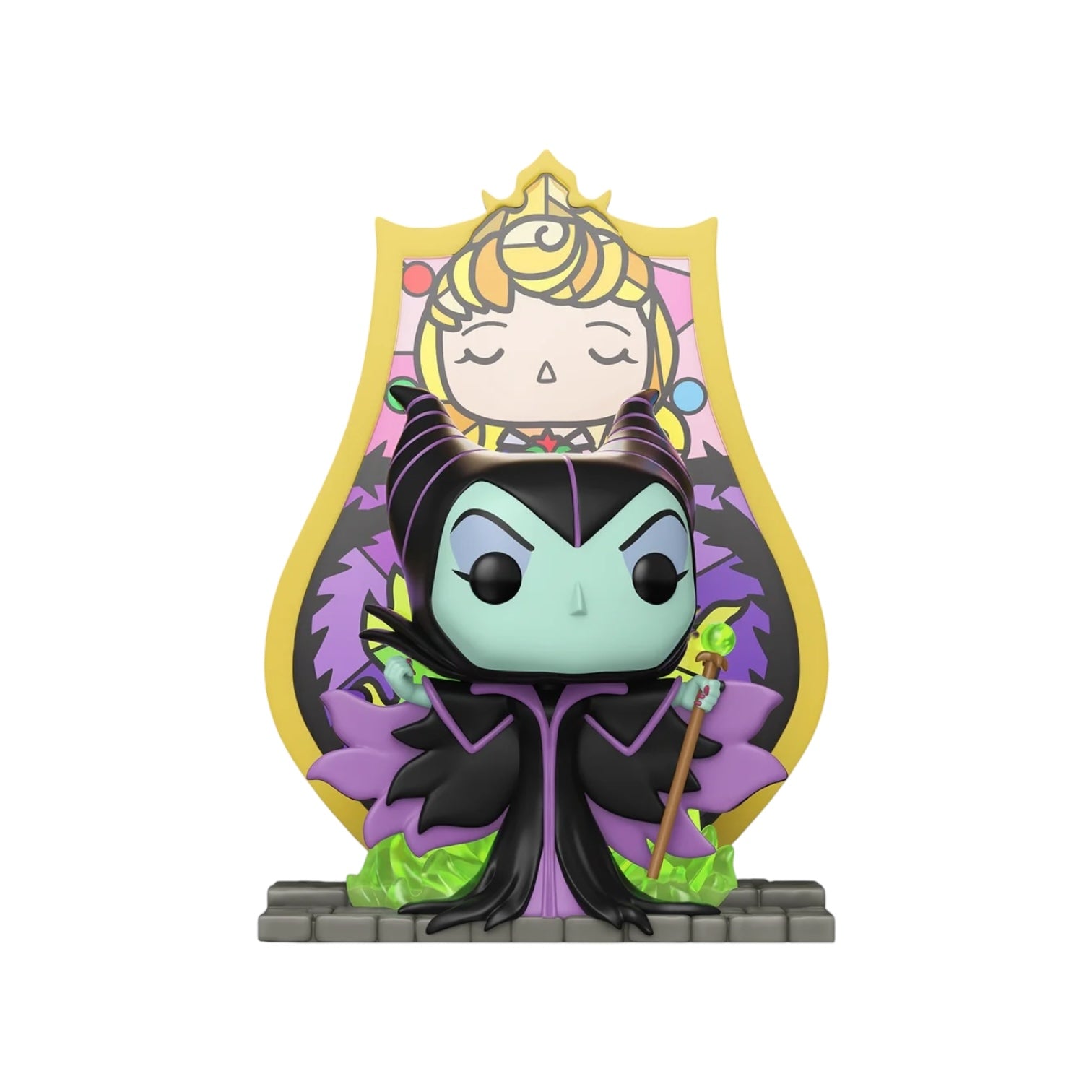 Funko Pop! vinyl figure of a character with a shield background on a white background