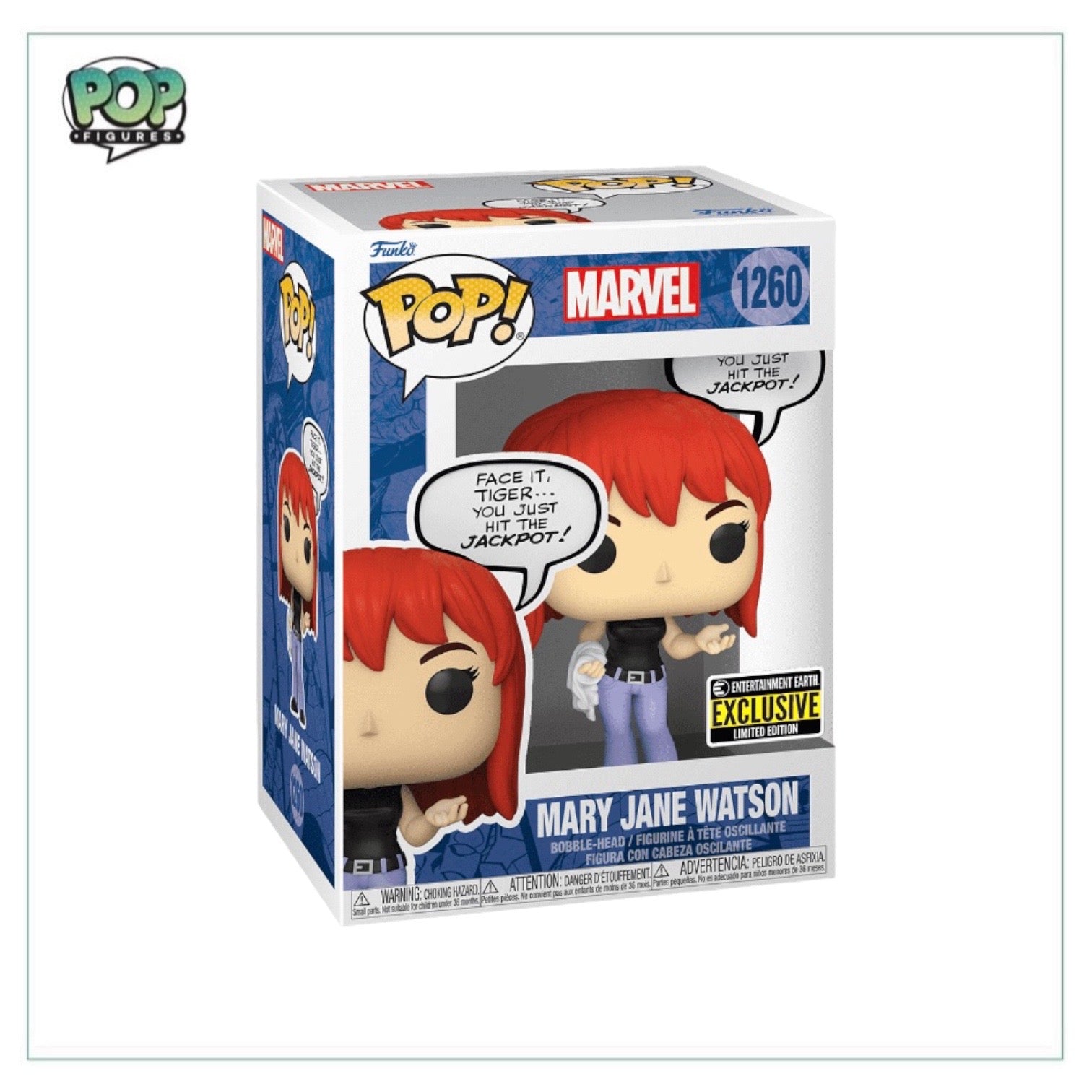 Funko Pop! figure of Mary Jane Watson, #1260, a Marvel character, available exclusively at Entertainment Earth.