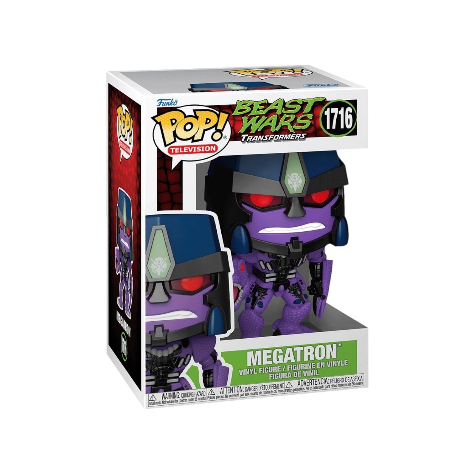 Funko Pop of Megatron #1716 from Transformers: Beast Wars, featuring a detailed design of the iconic character.