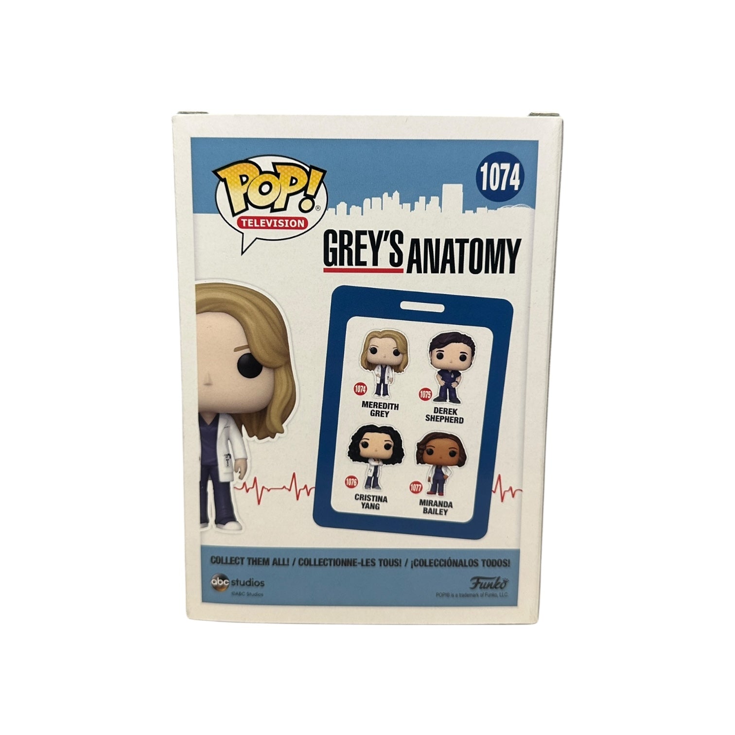 Funko Pop! vinyl of Meredith Grey Back of box