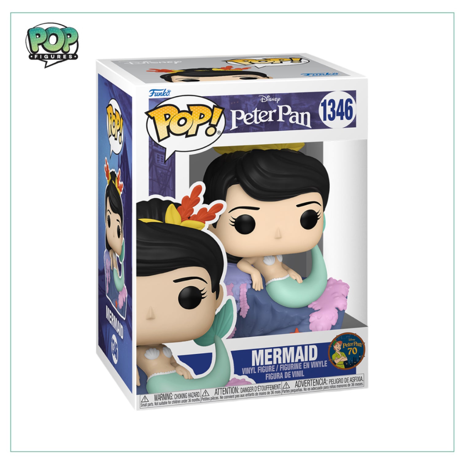 Peter Pan 70th Mermaid #1346 Funko Pop! figure, showcasing a colorful mermaid with a cheerful expression.