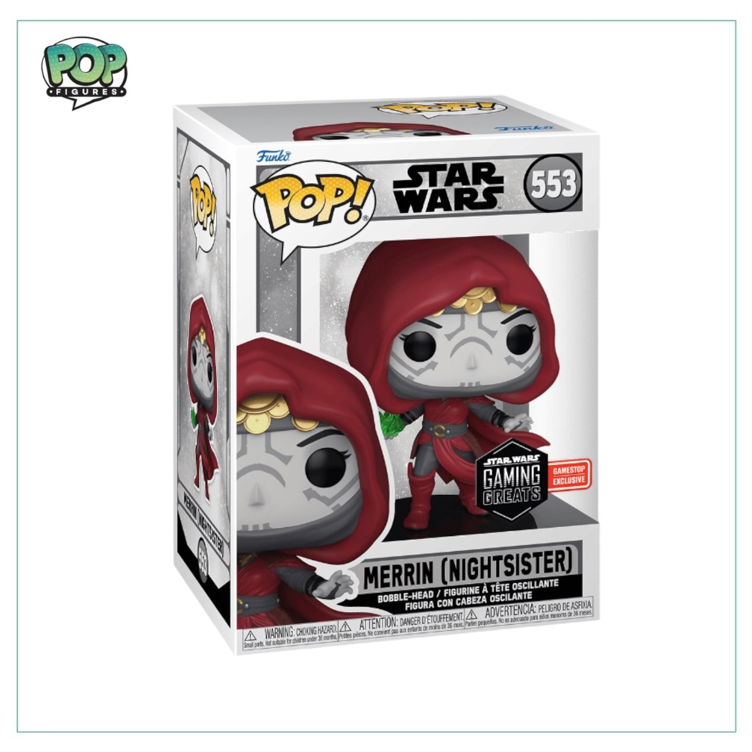 Funko Pop! of Merrin, a Nightsister from Star Wars, part of the Gaming Greats series, exclusive to Gamestop.
