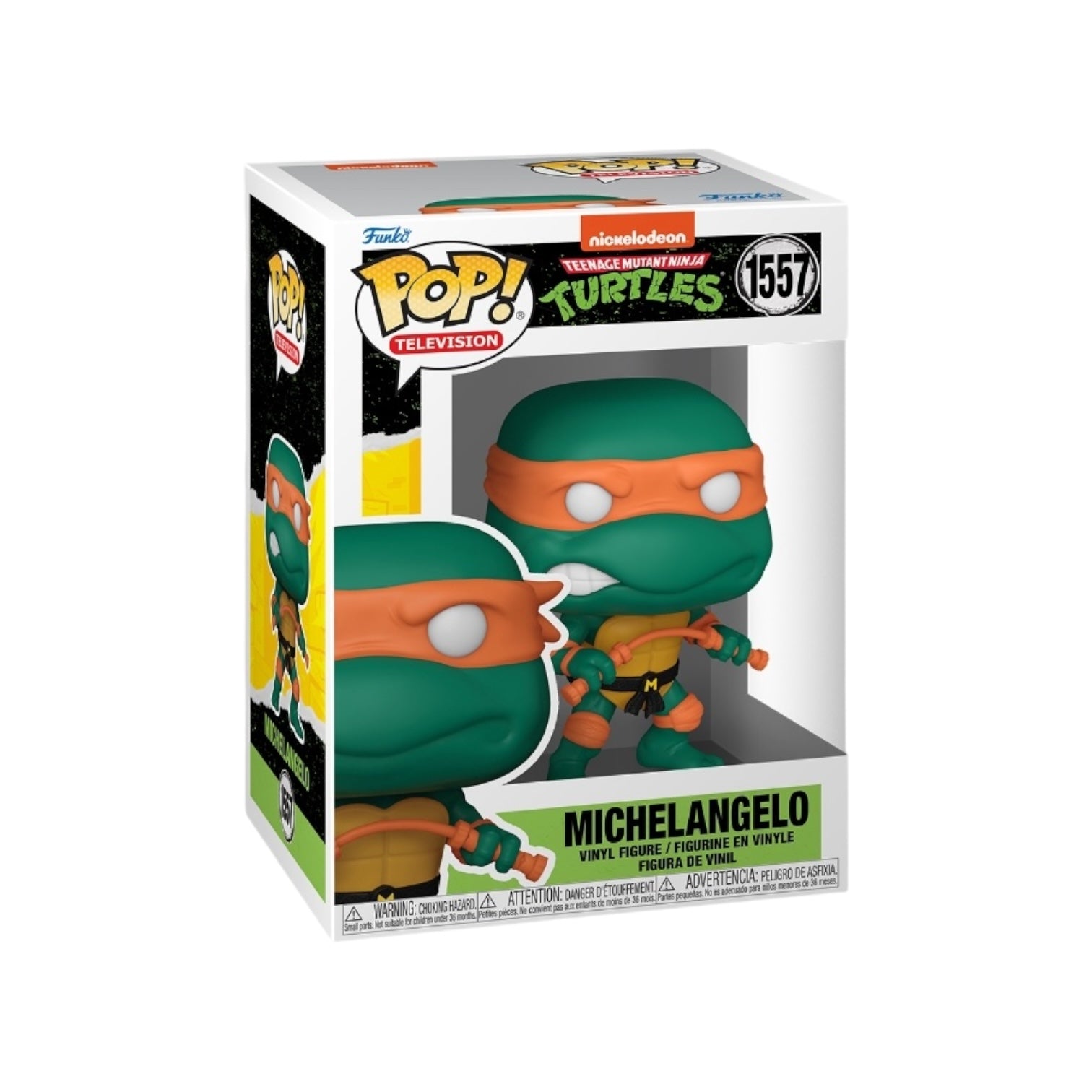 Michelangelo #1557 Funko Pop! figure from Teenage Mutant Ninja Turtles, featuring the beloved character in a vibrant pose.