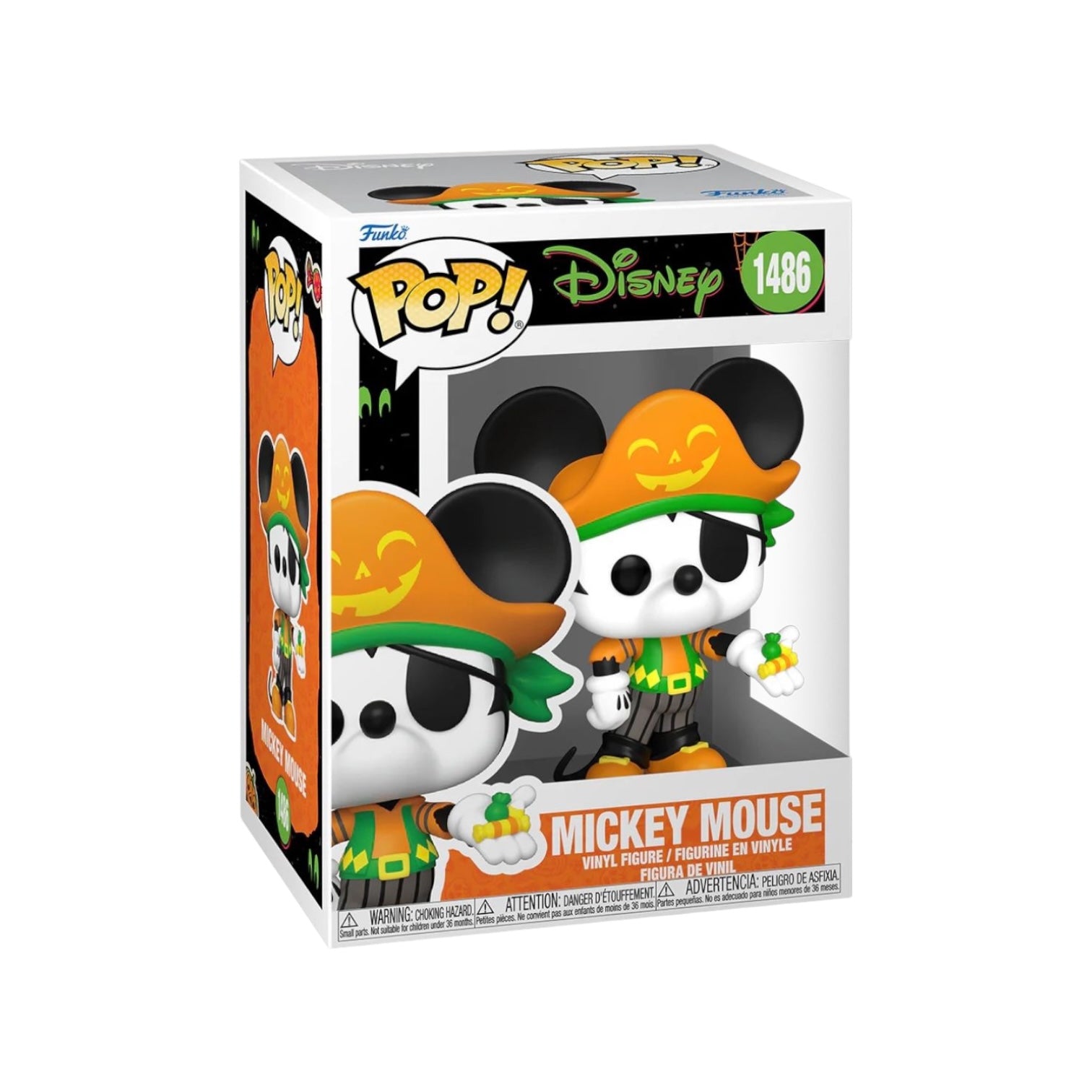 Mickey Mouse #1486 Funko Pop! collectible, showcasing Mickey in his iconic outfit with a playful smile.