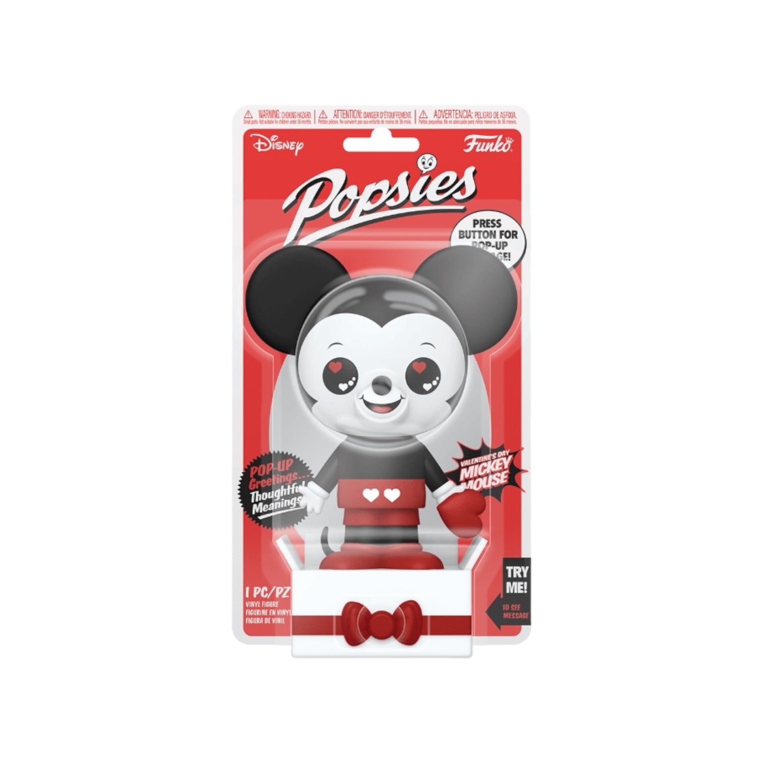 Mickey Mouse Funko Popsies figure themed for Valentine's Day, featuring a cheerful expression and heart-shaped accents.