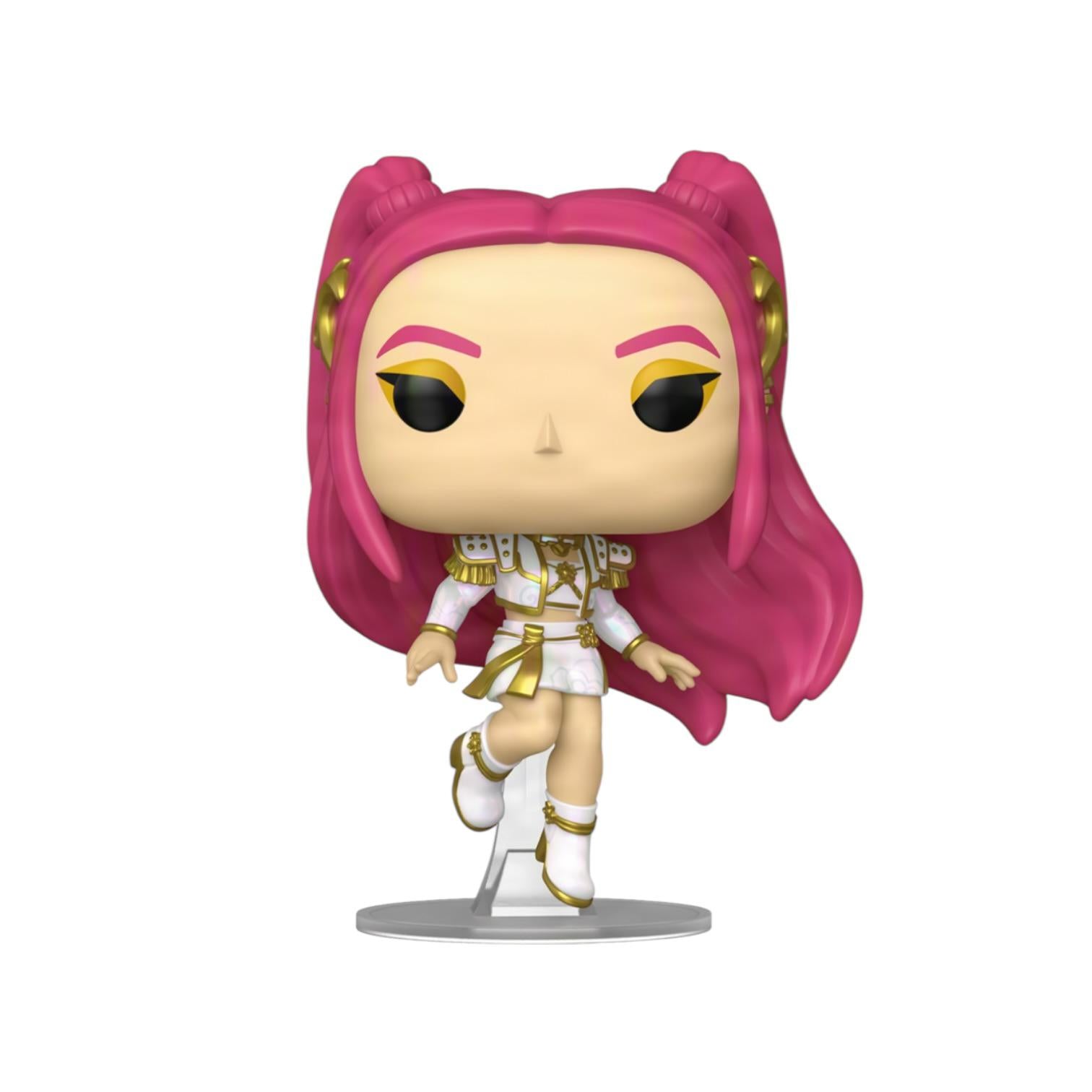 Funko Pop! vinyl figure with pink hair and gold accents on a white background