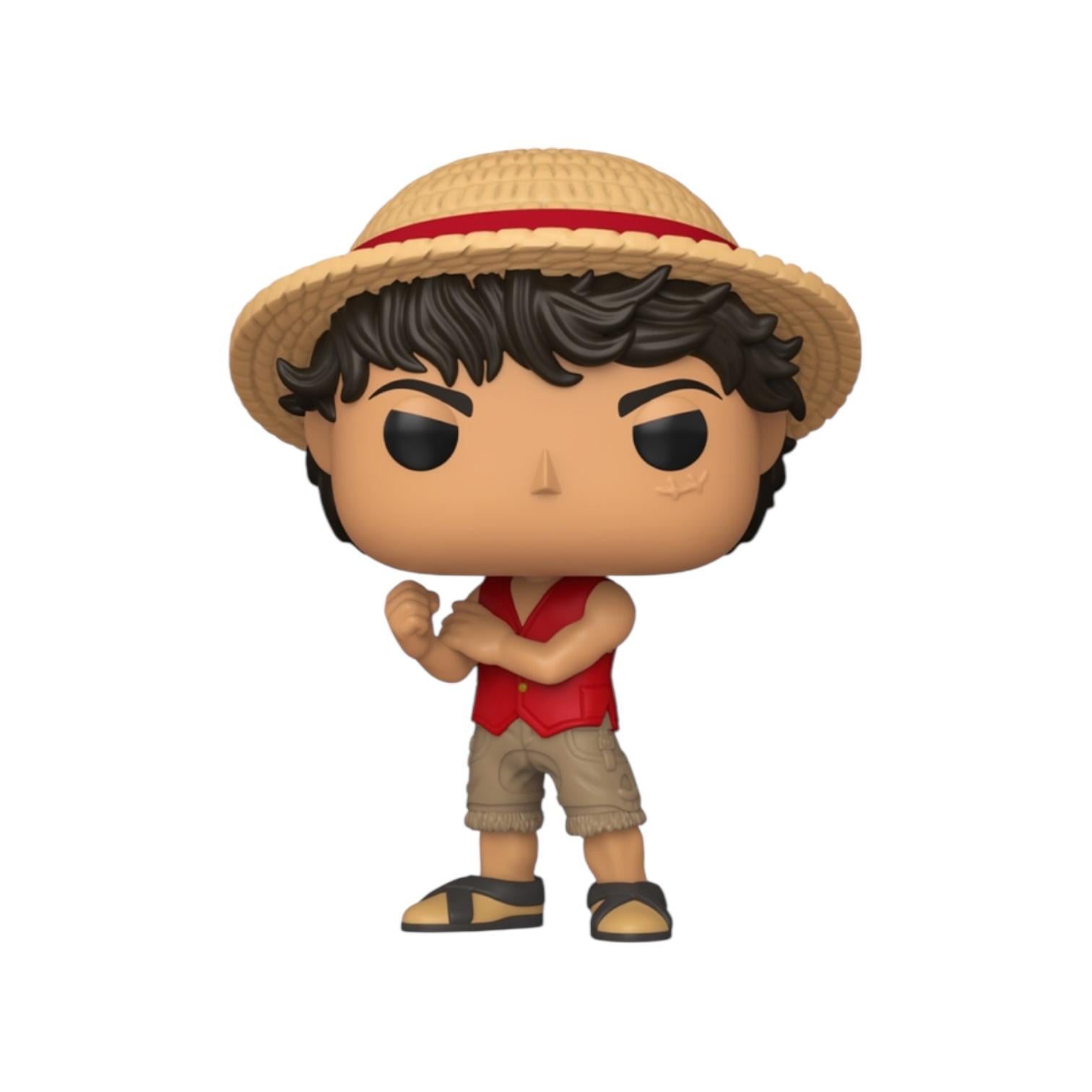 Funko Pop! vinyl figure of a character with a straw hat and red shirt on a white background