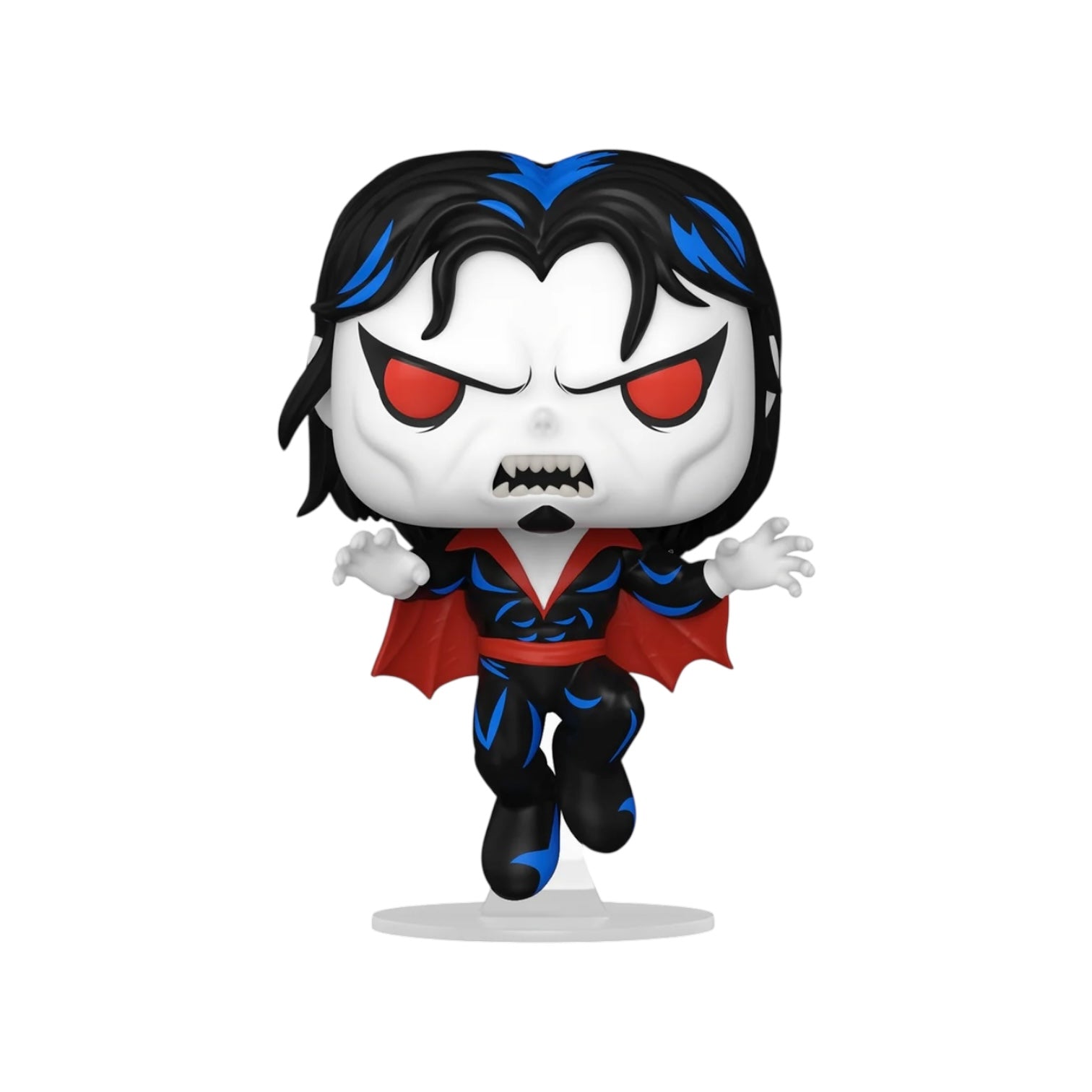 Funko Pop! vinyl figure of a character with black hair, red eyes, and a red cape on a white background