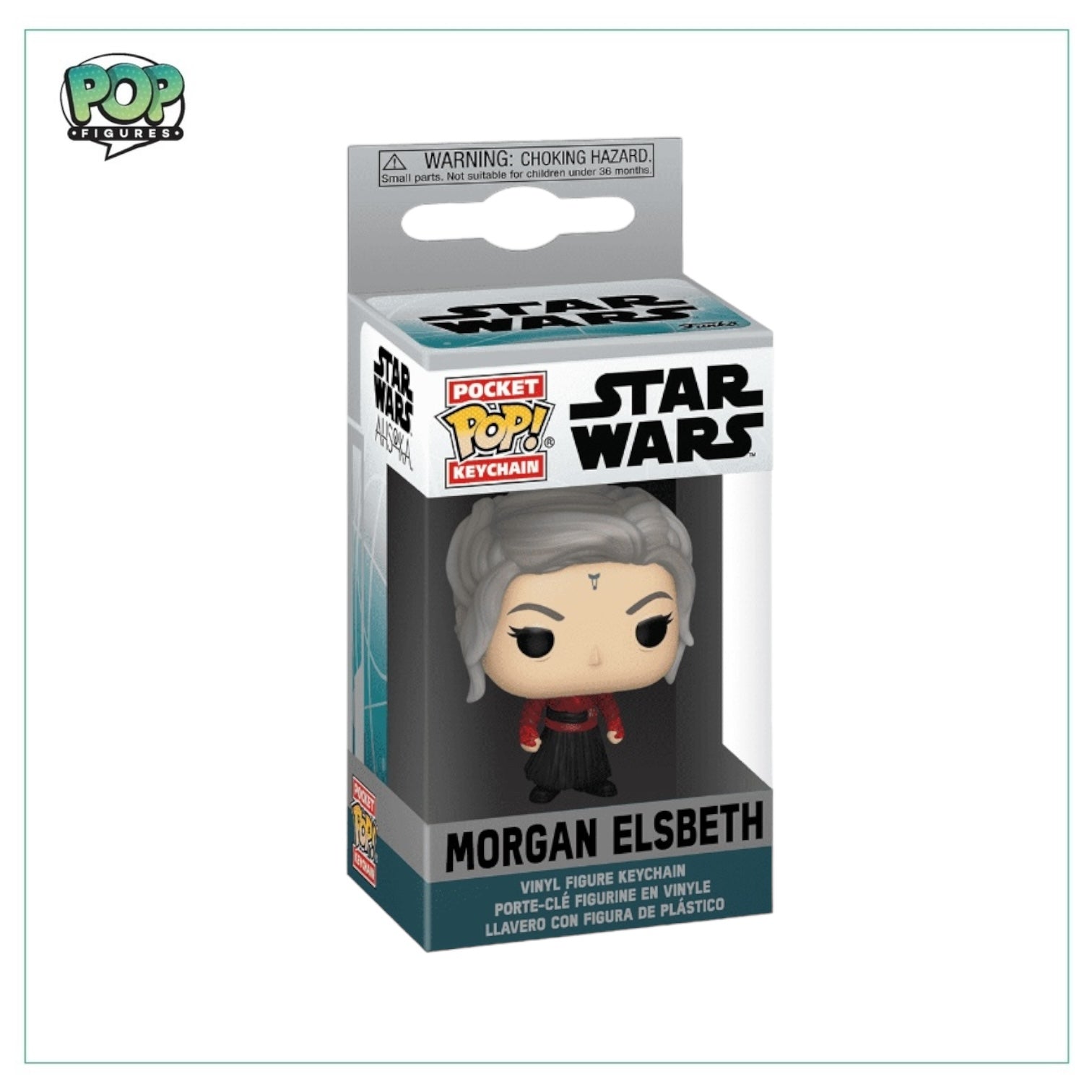 Star Wars Morgan Elsbeth Funko Pocket Pop! Keychain, showcasing the character in a fun, collectible miniature format.