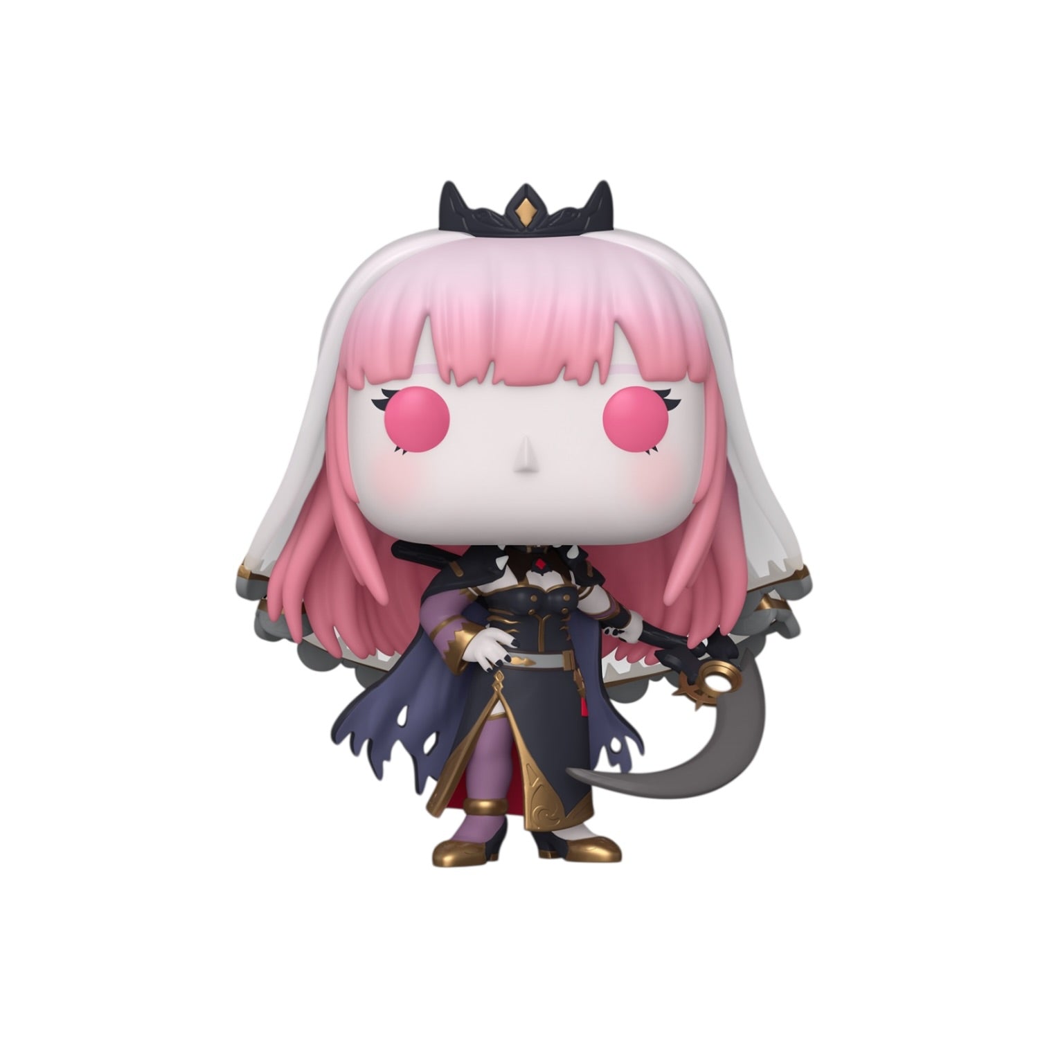 Funko Pop! vinyl figure with pink hair and a crown on a white background