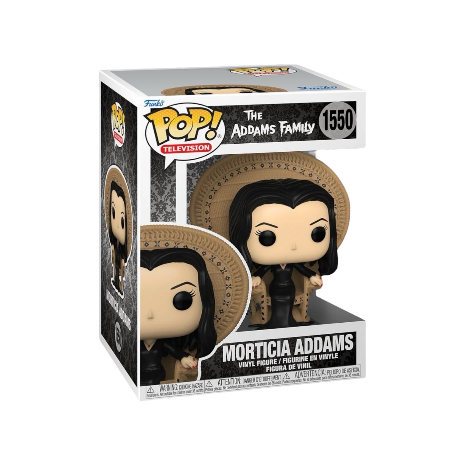 Deluxe Morticia Addams Funko Pop! from The Addams Family, featuring her iconic black dress and elegant hairstyle.