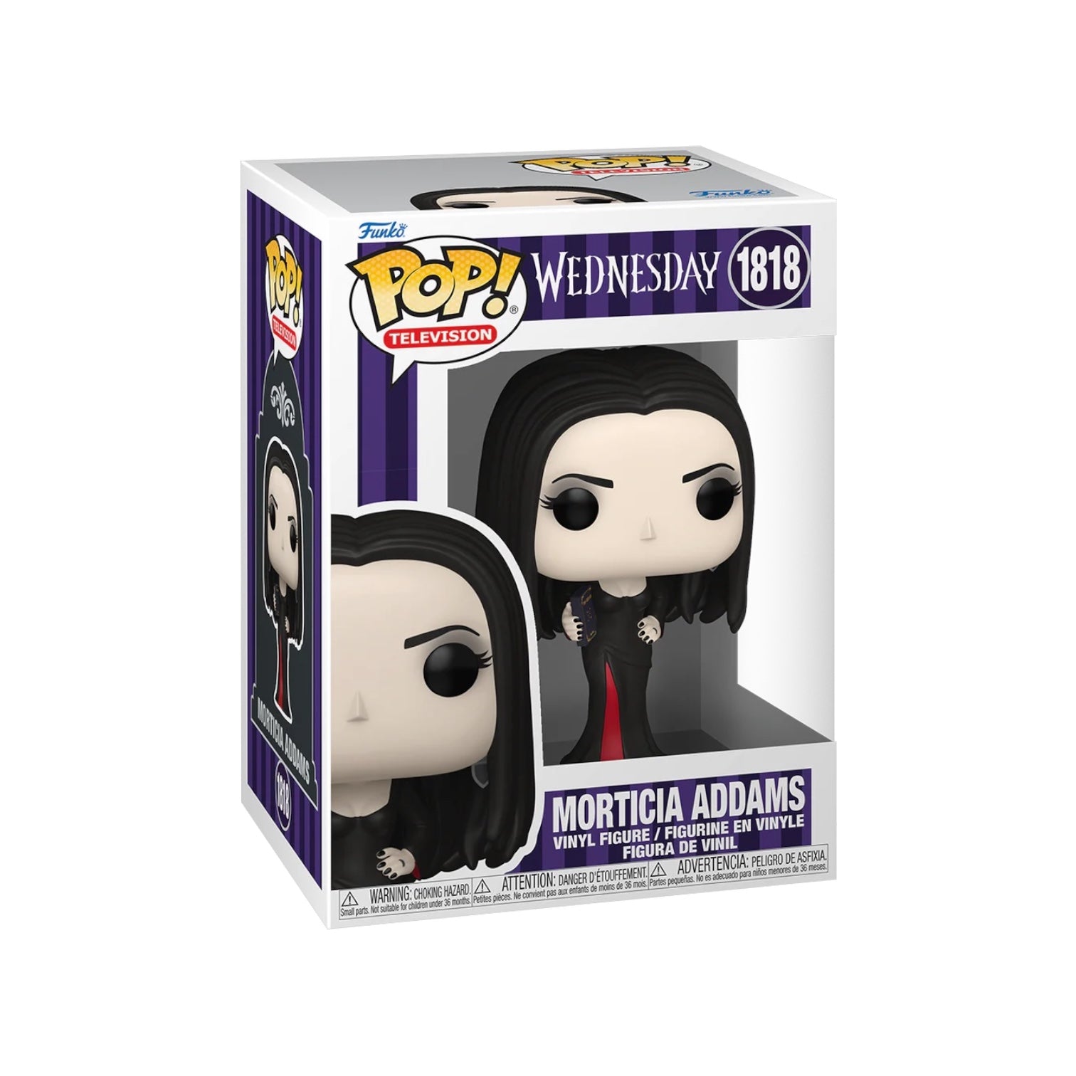 Funko Pop! vinyl figure of Morticia Addams in packaging on a white background