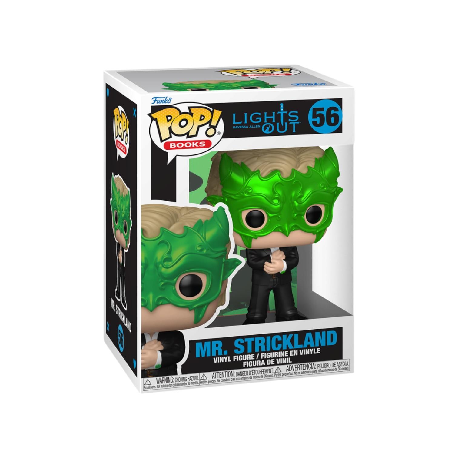Funko Pop! vinyl figure packaging for Mr. Strickland from the movie 'Lights Out' with green mask.