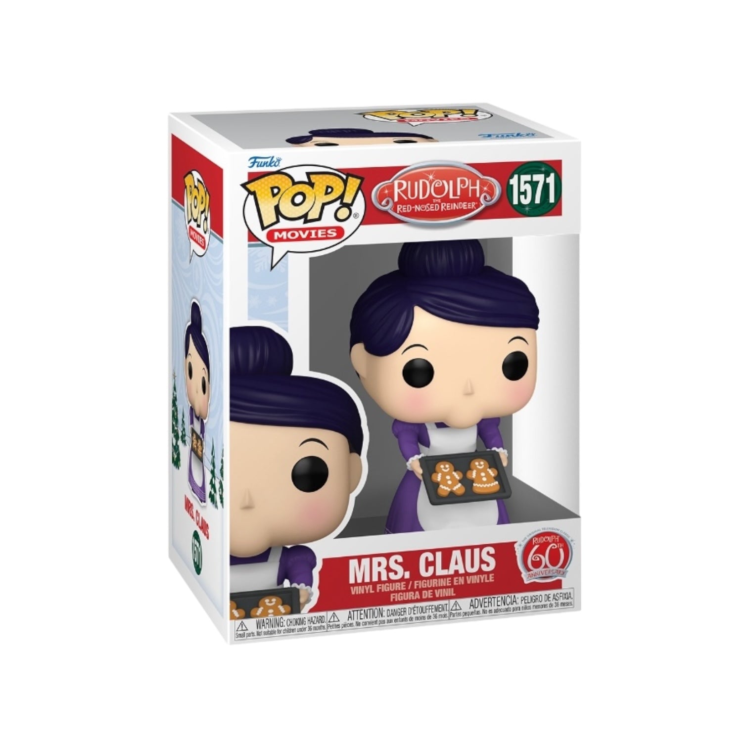 Mrs. Claus Funko Pop! #1571 from Rudolph the Red-Nosed Reindeer, featuring her cheerful smile and festive outfit.