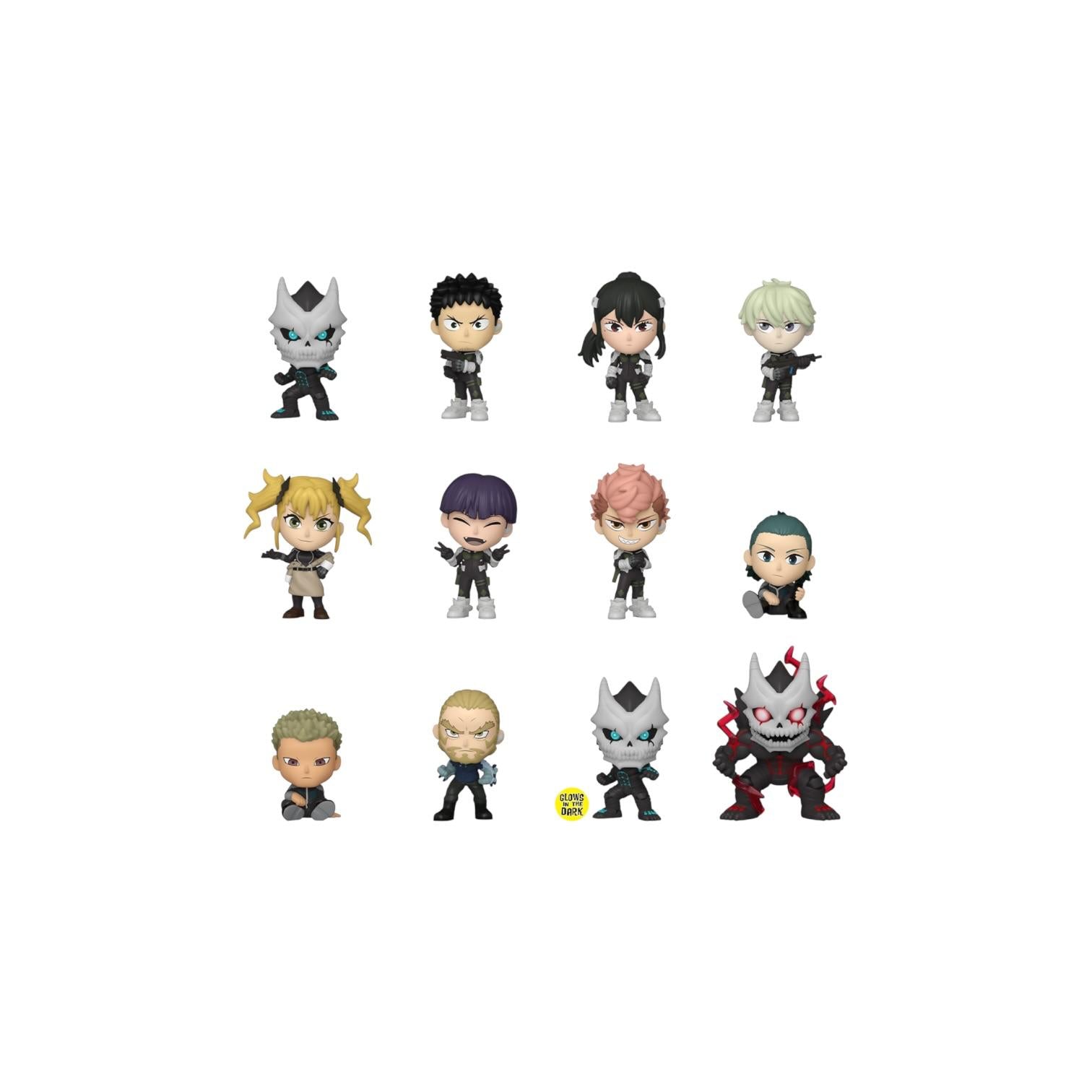 Collection of small figurines on a white background