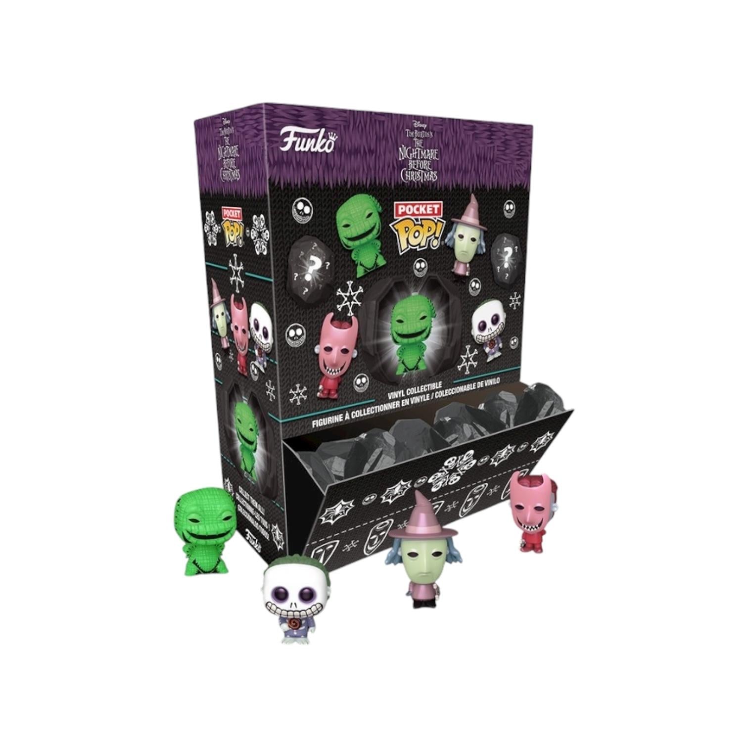 Funko Pop! packaging with characters from 'The Nightmare Before Christmas' on a white background