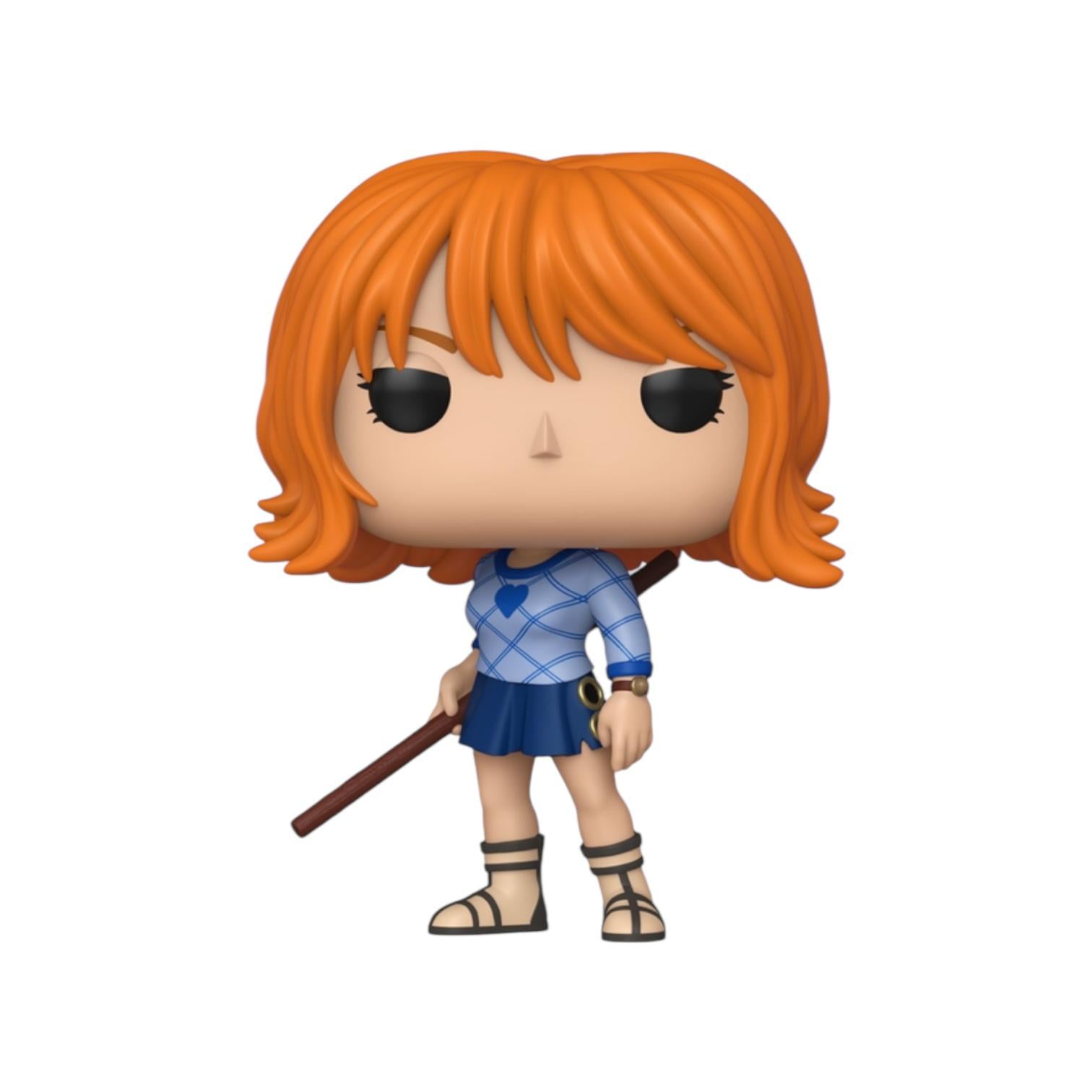Funko Pop! vinyl figure with orange hair and a blue outfit on a white background