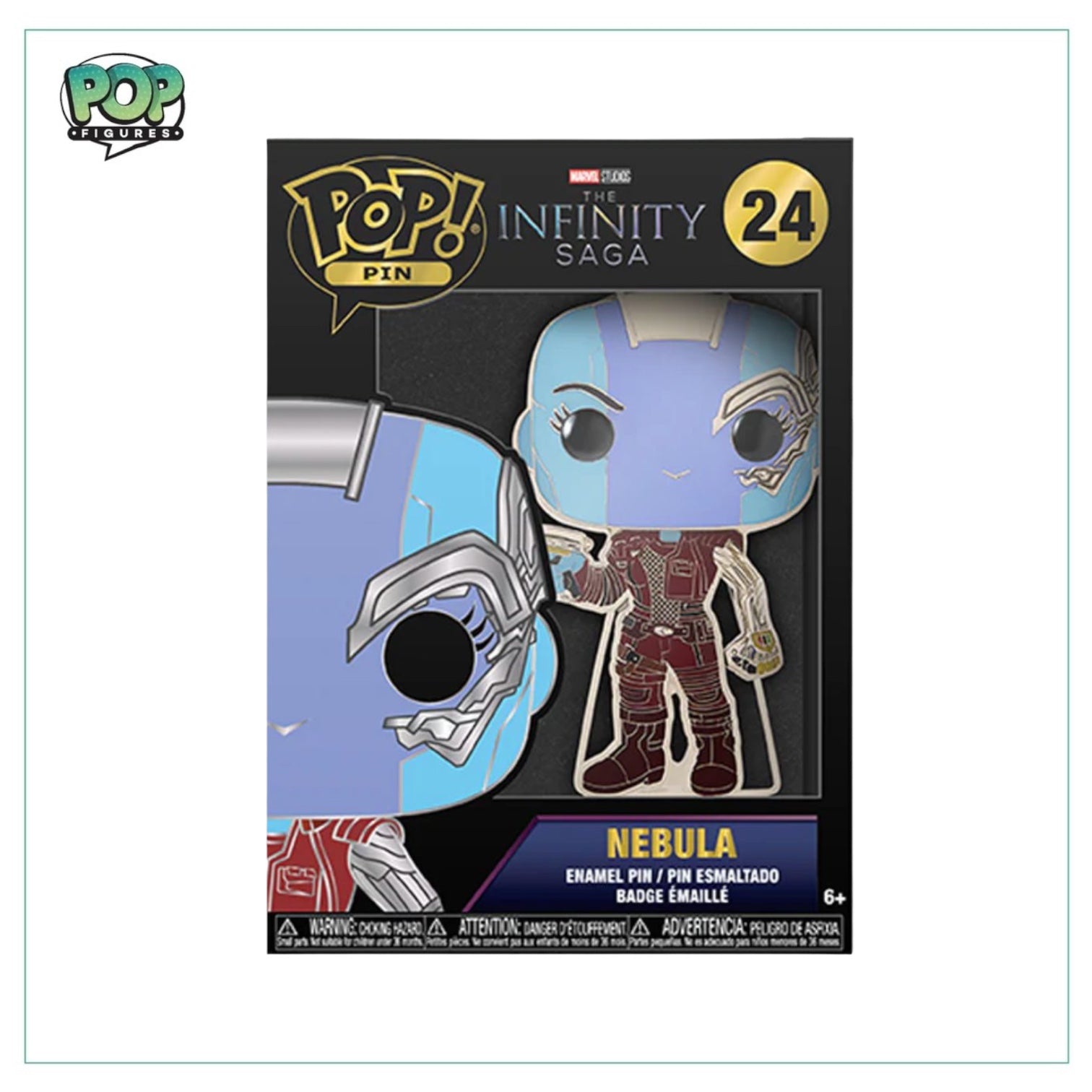 Nebula #24 Enamel Pop! Pin from The Infinity Saga, showcasing her character design with bright colors and intricate features.