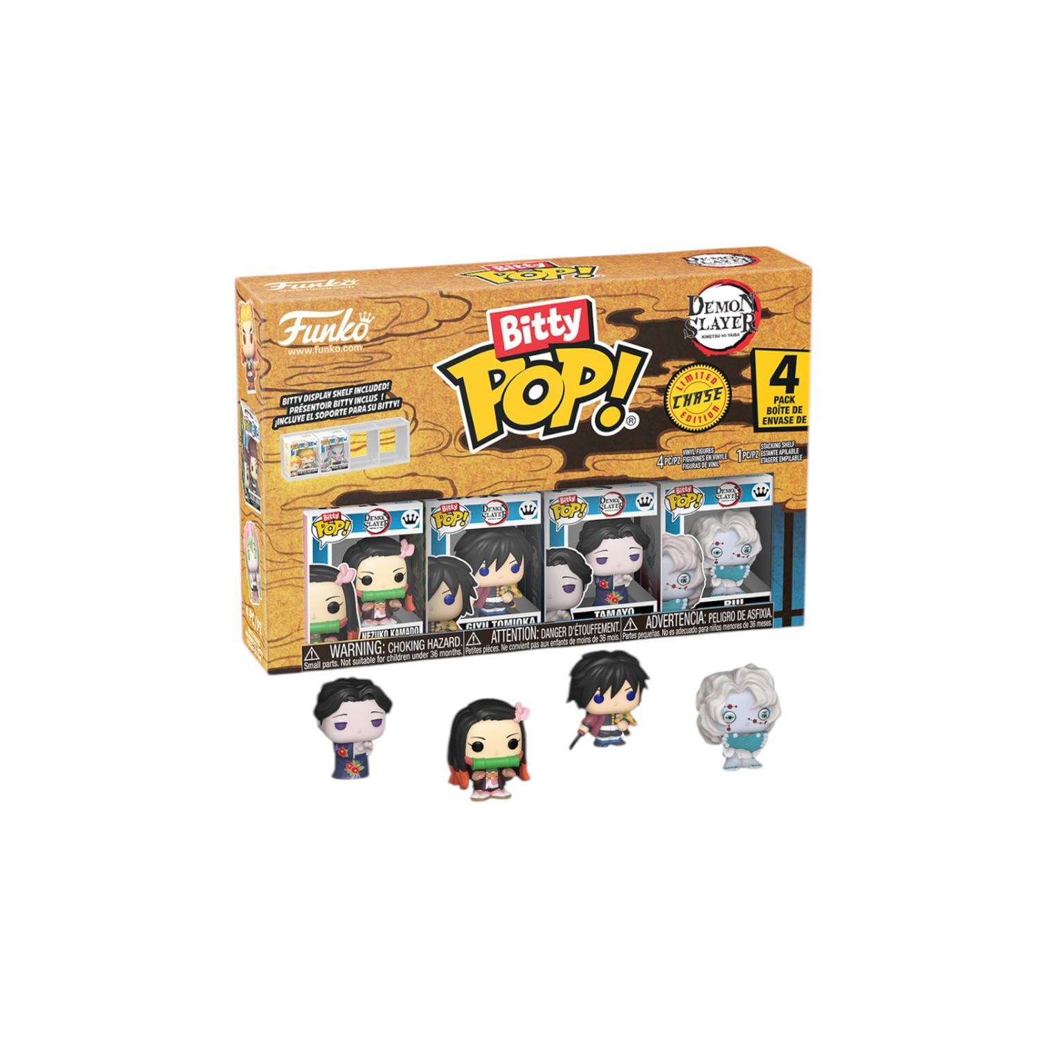 Funko Bitty Pop! packaging with figures displayed in front on a white background