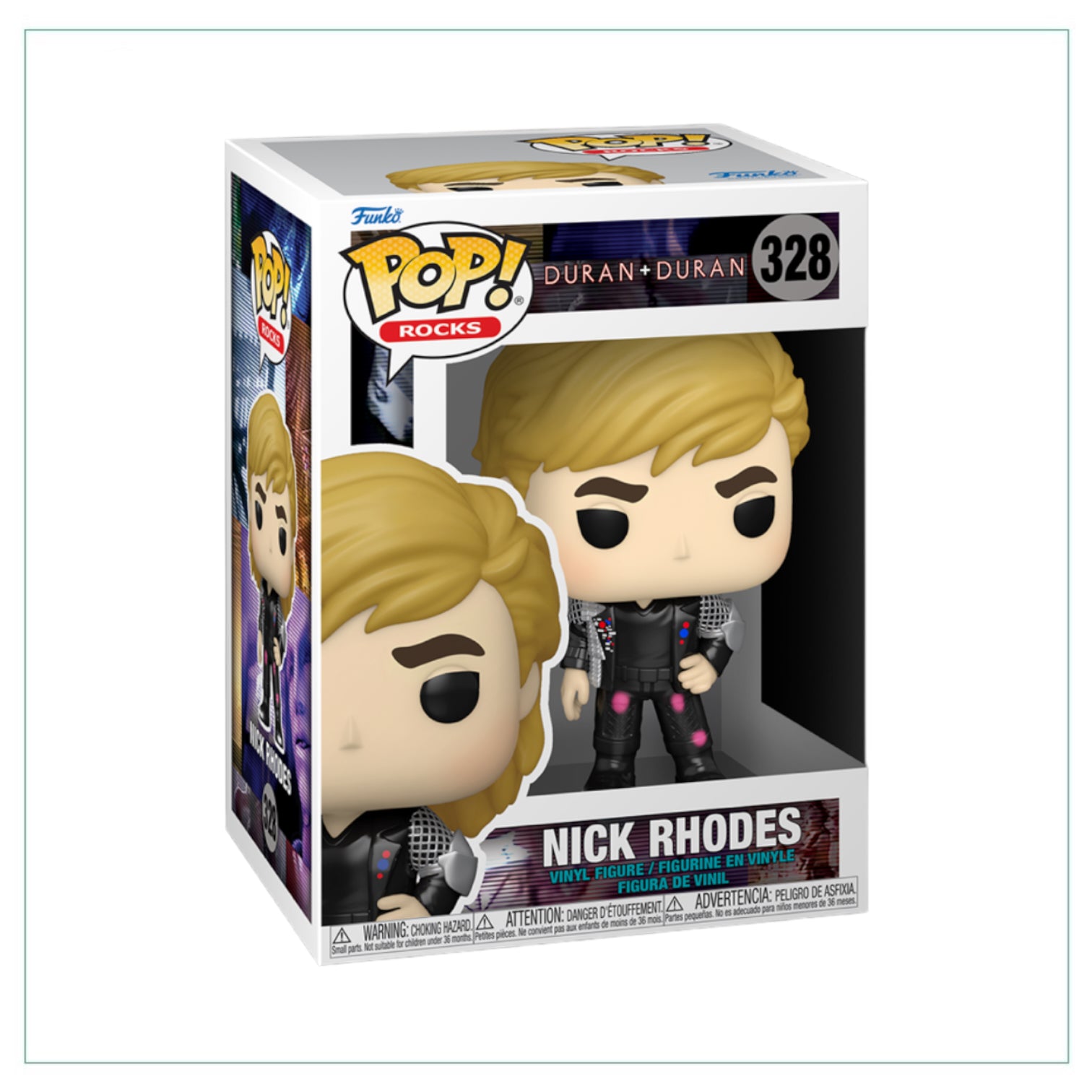 Funko Pop! Rocks Nick Rhodes #328, showcasing his signature look in a fun, collectible figure for music lovers.