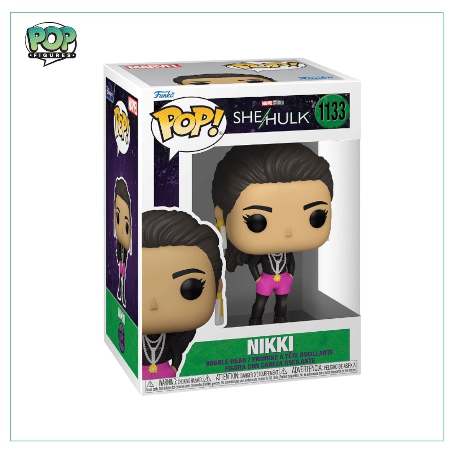 Collectible Funko Pop! of Nikki #1133 as She Hulk, highlighting her distinctive features and vibrant colors in a fun design.