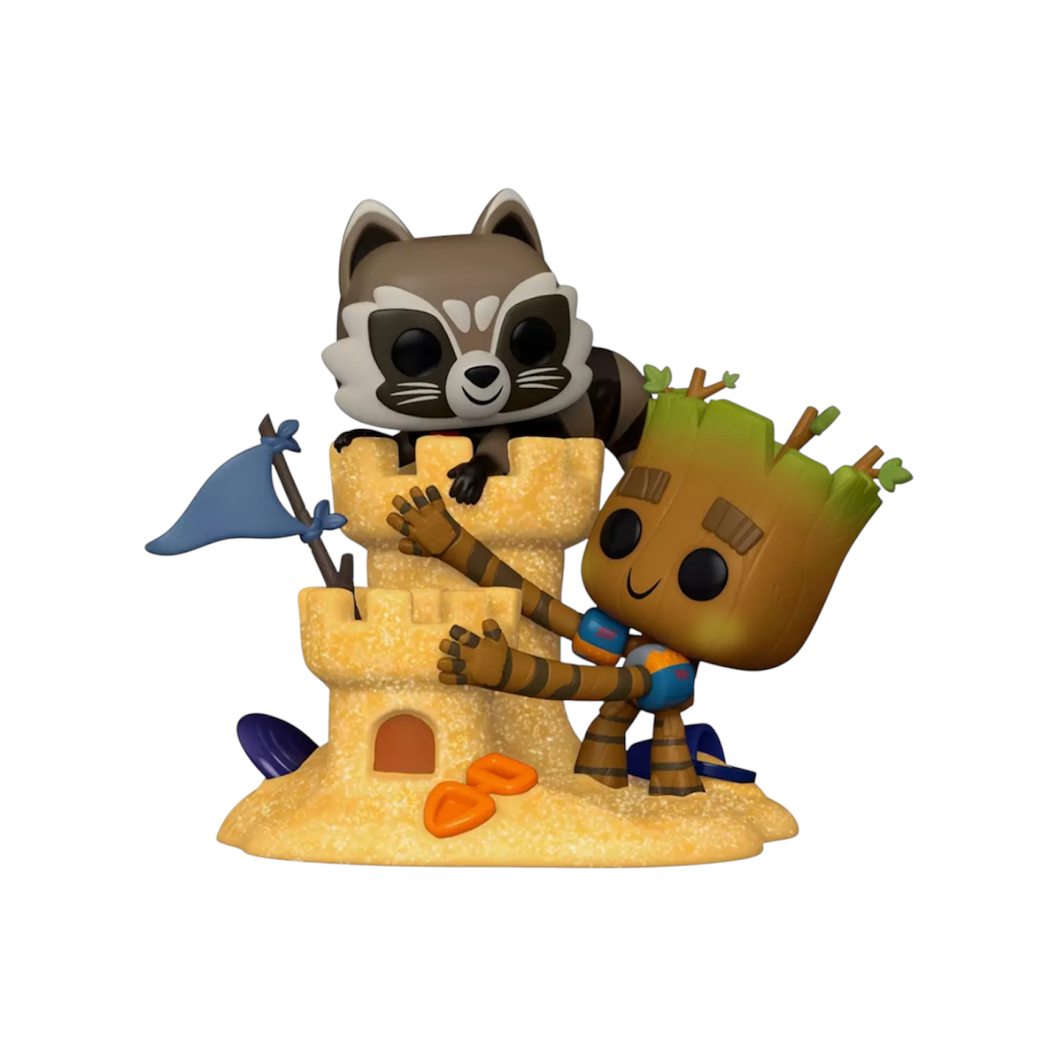 Funko Pop Moment of Rocket and Groot #1089 from Guardians of the Galaxy, showcasing their iconic friendship in a dynamic pose.