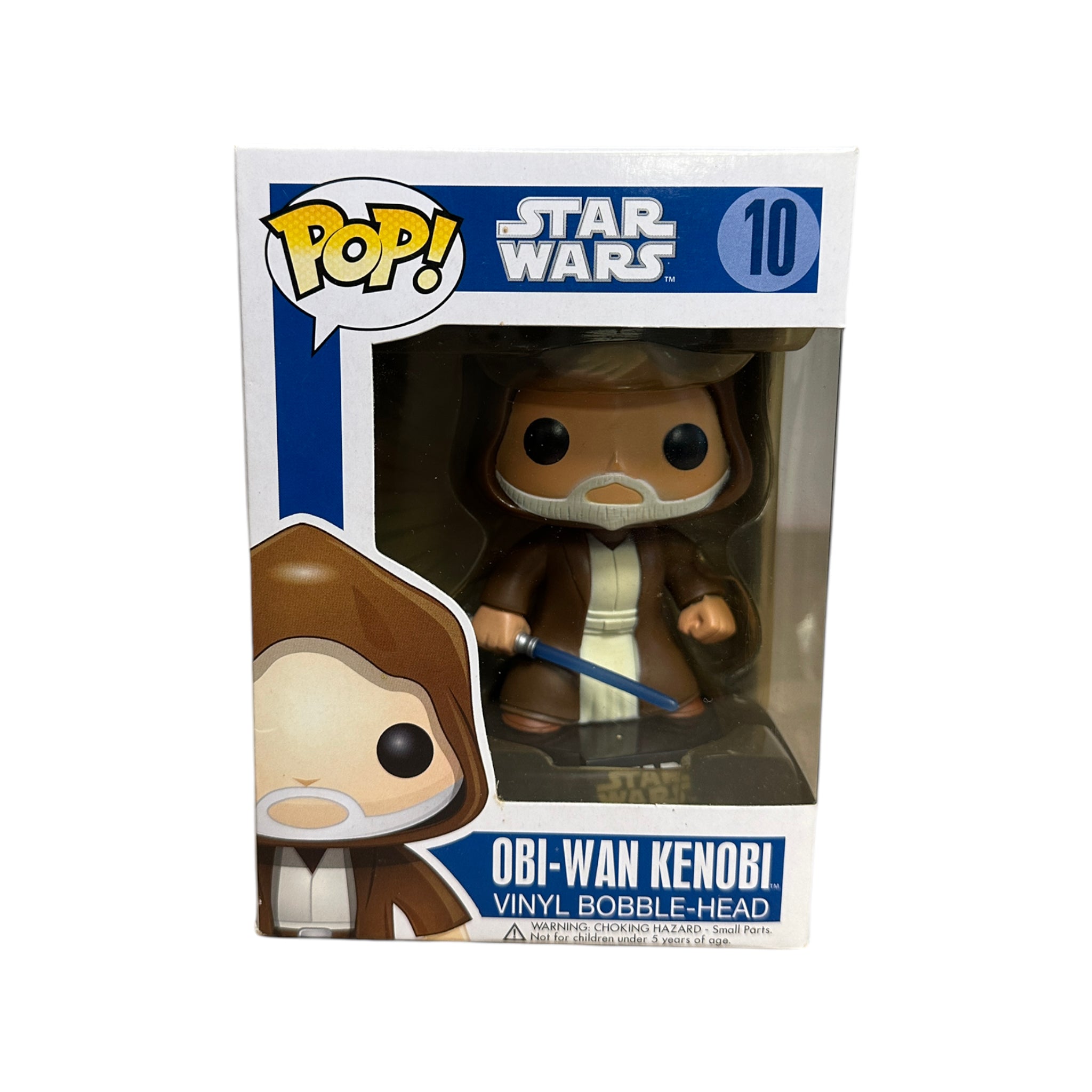 Obi-Wan Kenobi #10 Funko Pop! from Star Wars, 2011 edition, in fair condition (6/10), featuring large writing design.