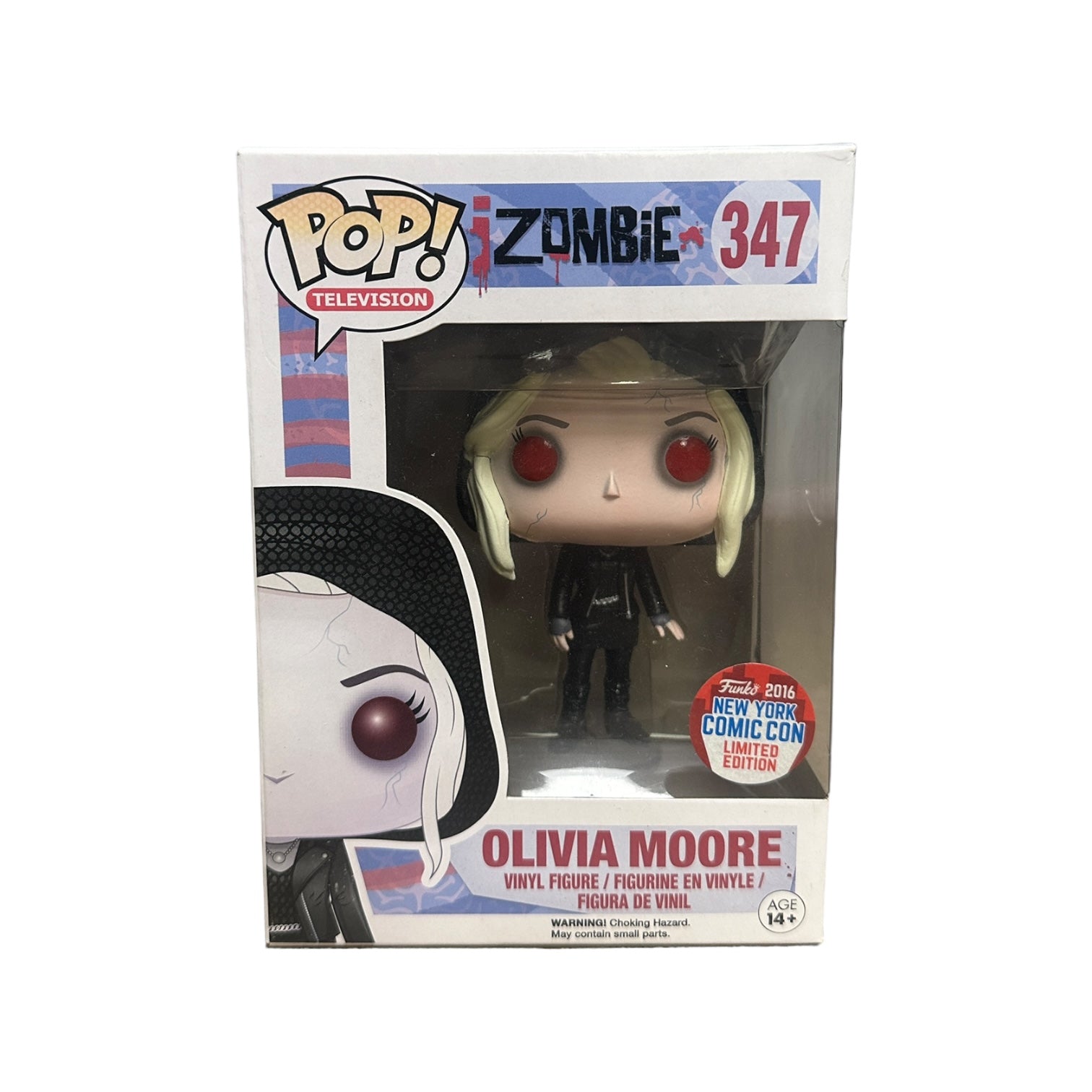 Funko Pop! of Olivia Moore #347 from iZombie, NYCC 2016 Exclusive, in fair condition (6.5/10).