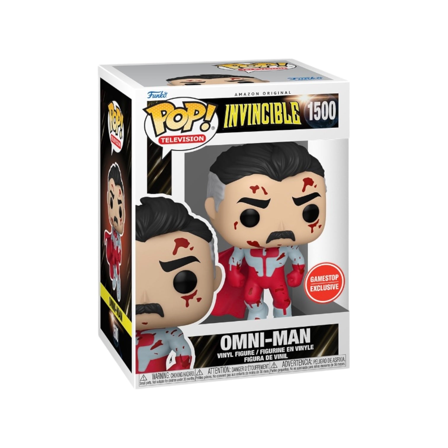 GameStop exclusive Funko Pop! of Omni-Man #1500 (Bloody) from the Invincible series, showcasing a striking design.