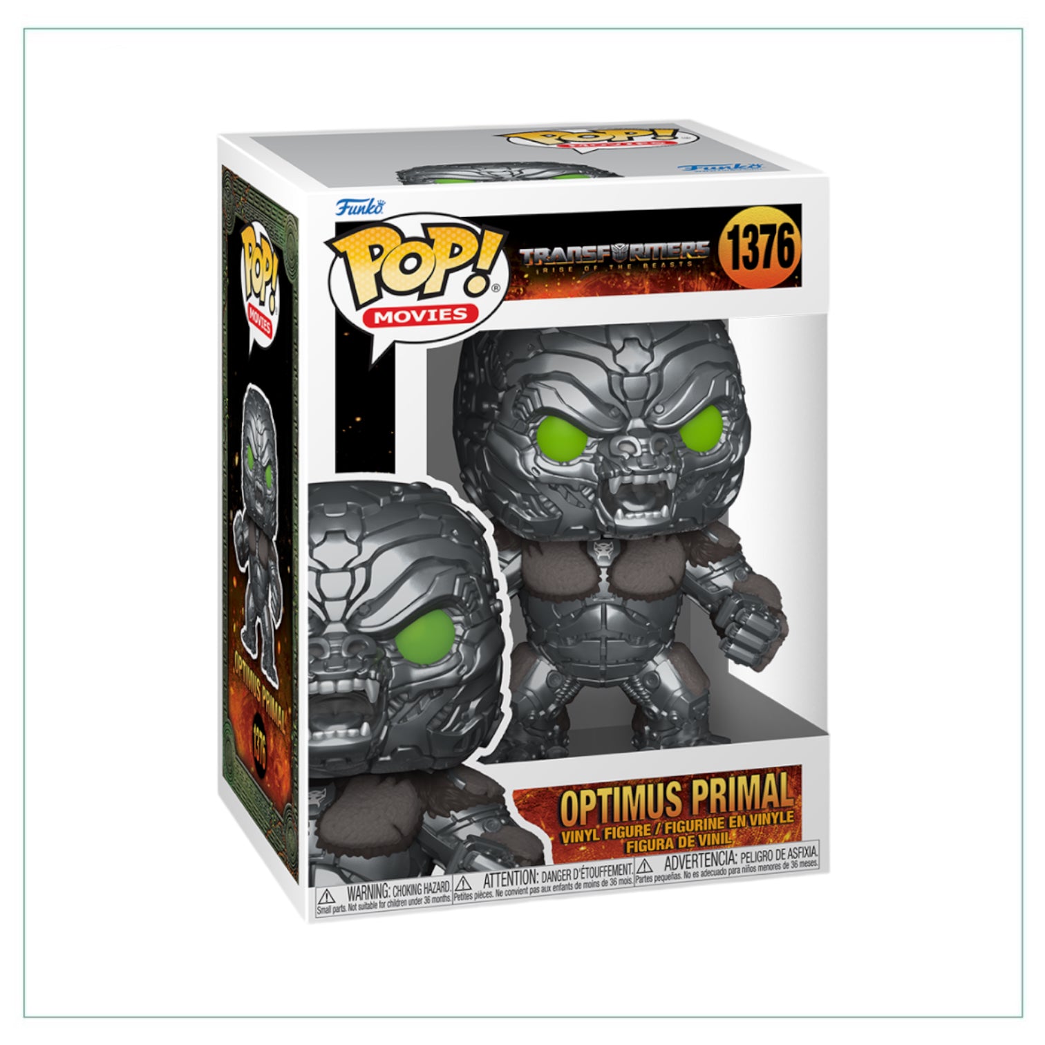 Optimus Primal #1376 Funko Pop! figure from Transformers: Rise of the Beasts, featuring a dynamic design and bold colors.