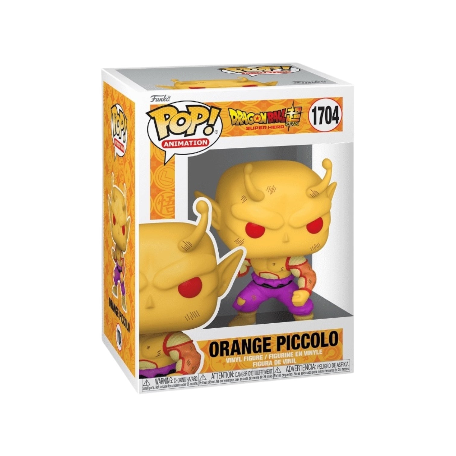 Orange Piccolo Wearing purple trousers with a tear in the left knee with a black belt with a scuff like makes on his face with piercing red eyes