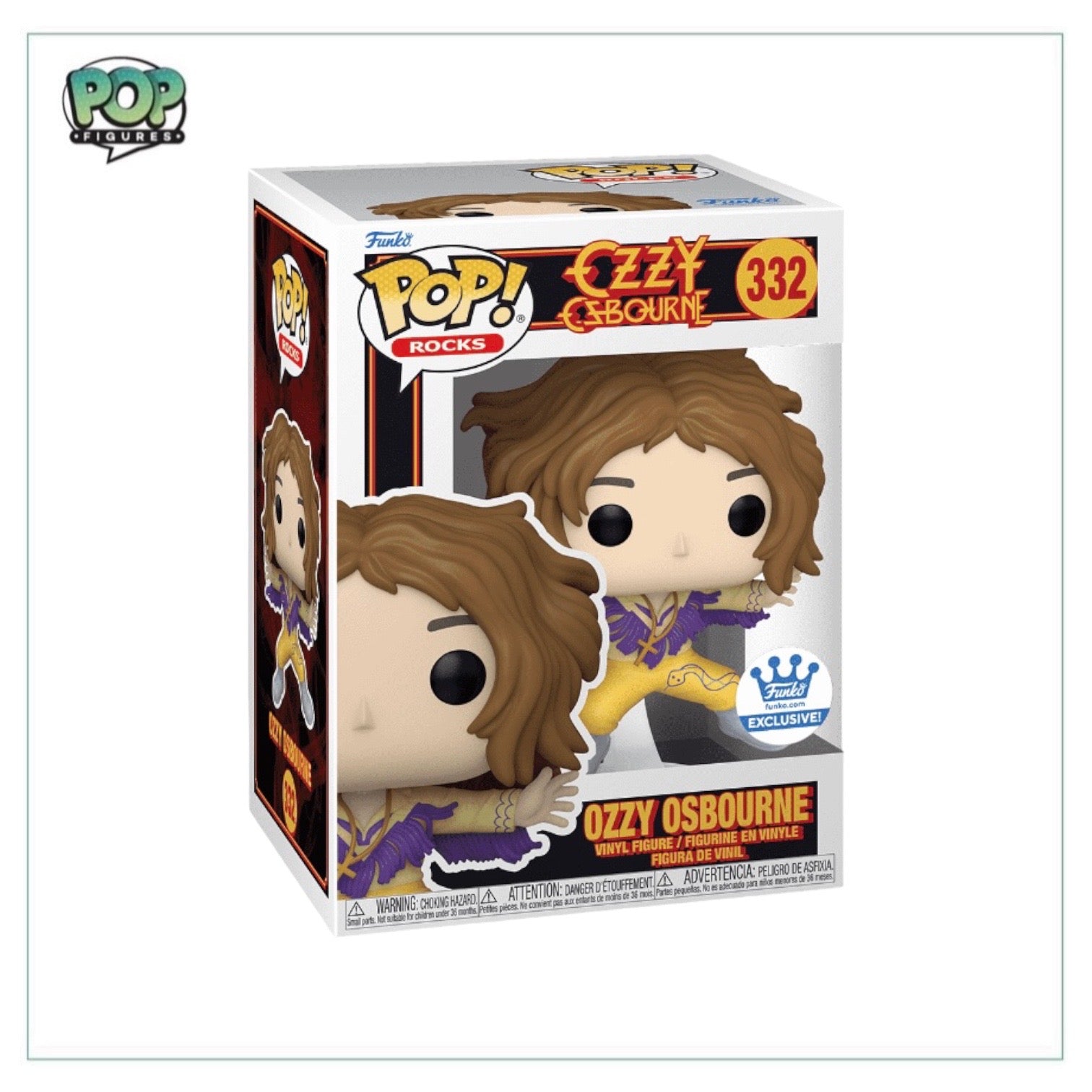 Ozzy Osbourne Funko Pop! #332, a collectible figure from the Rocks series, exclusive to Funko Shop.