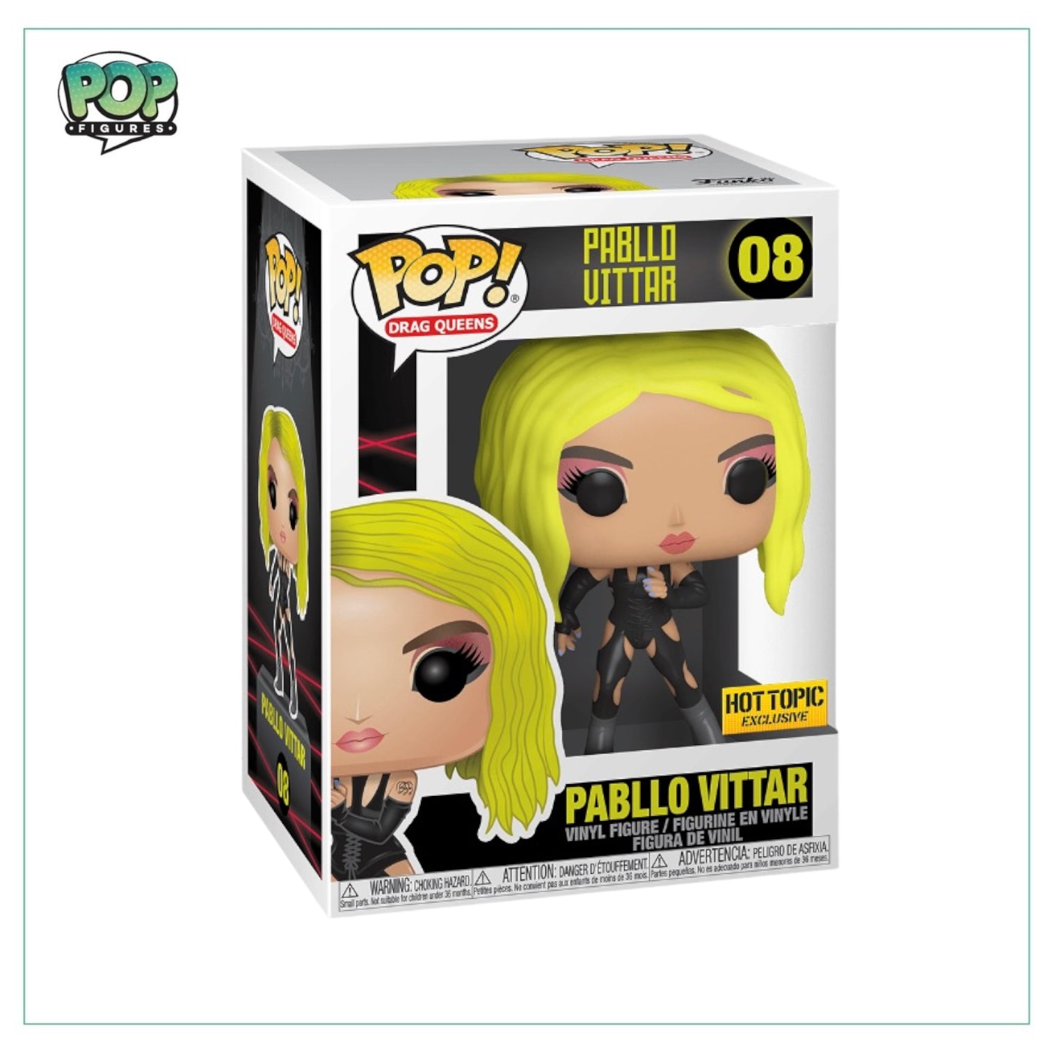 Pabllo Vittar Funko Pop! figure, a vibrant representation of the drag queen, exclusive to Hot Topic, showcasing bold colors.