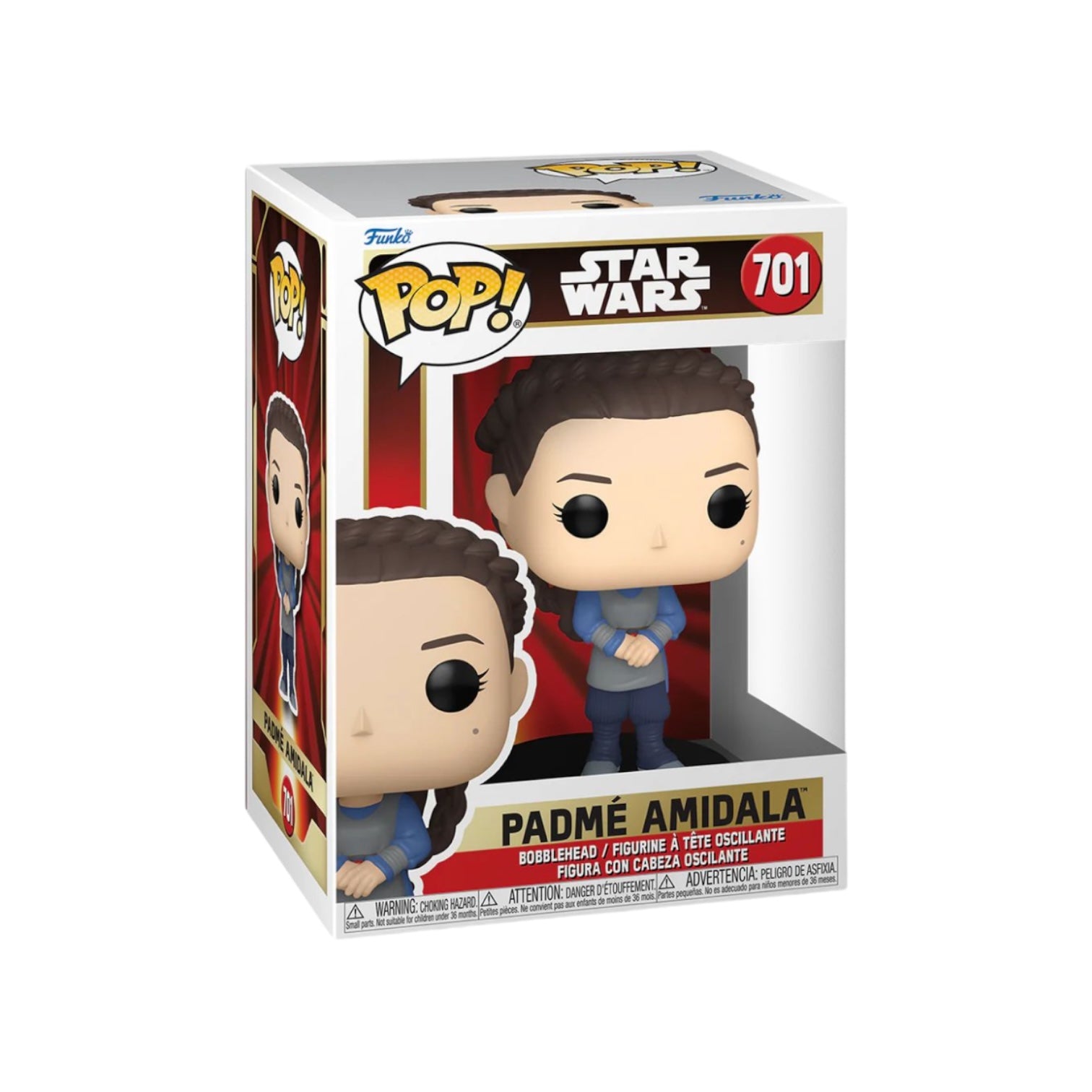 Padmé Amidala Funko Pop! figure from Star Wars Episode I: The Phantom Menace, featuring her signature look and expression.