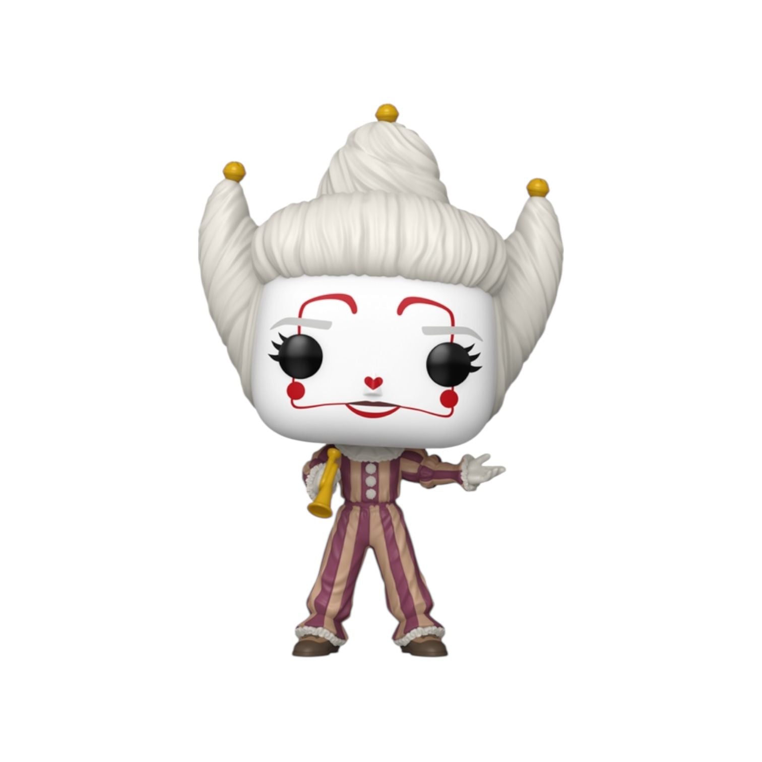Funko Pop! vinyl figure with white hair and striped outfit on a white background