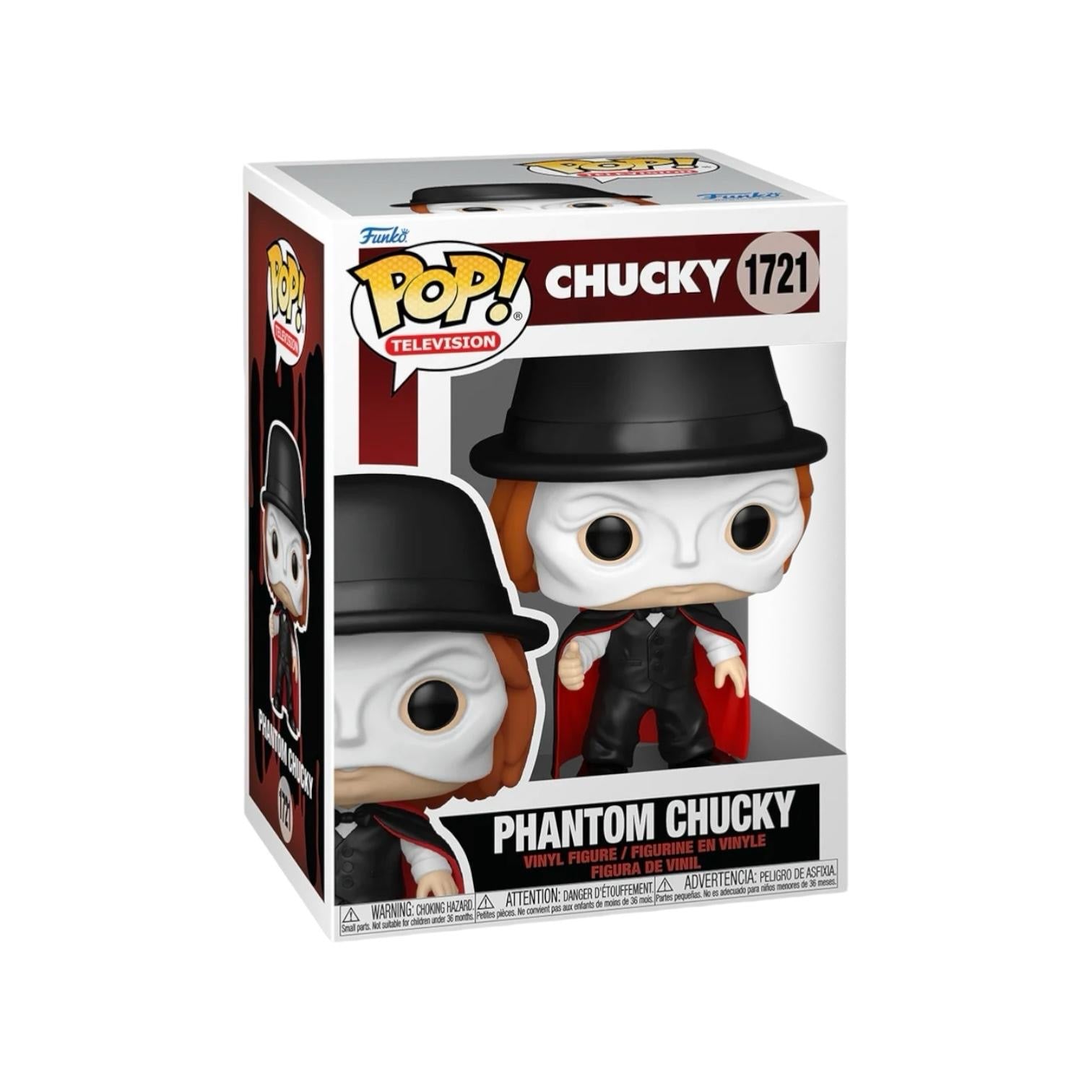 Funko Pop! vinyl figure packaging of Phantom Chucky with 'Pop! Television' branding.