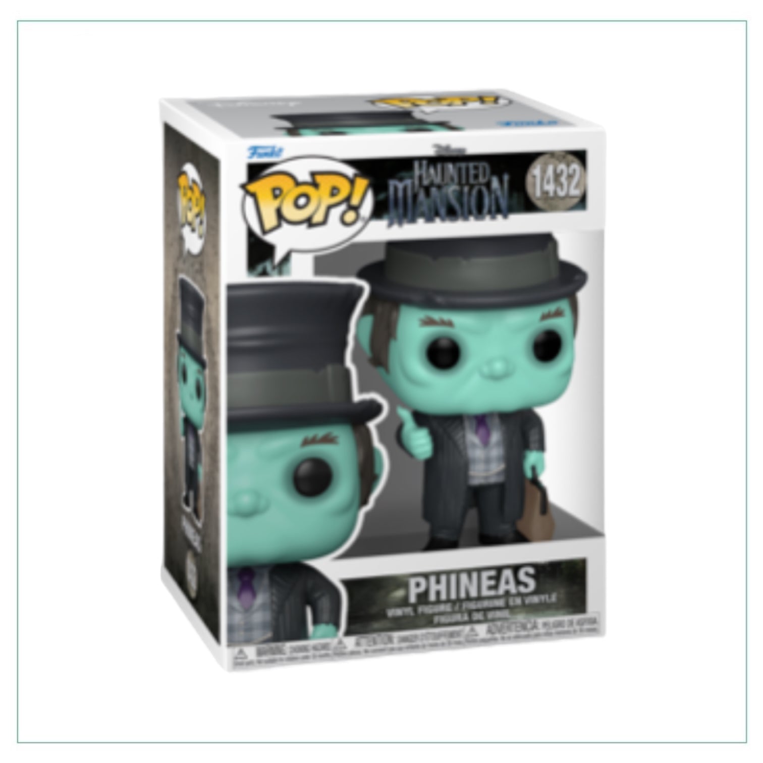 Phineas #1432 Funko Pop! figure from the Haunted Mansion, featuring a ghostly character in a whimsical pose.