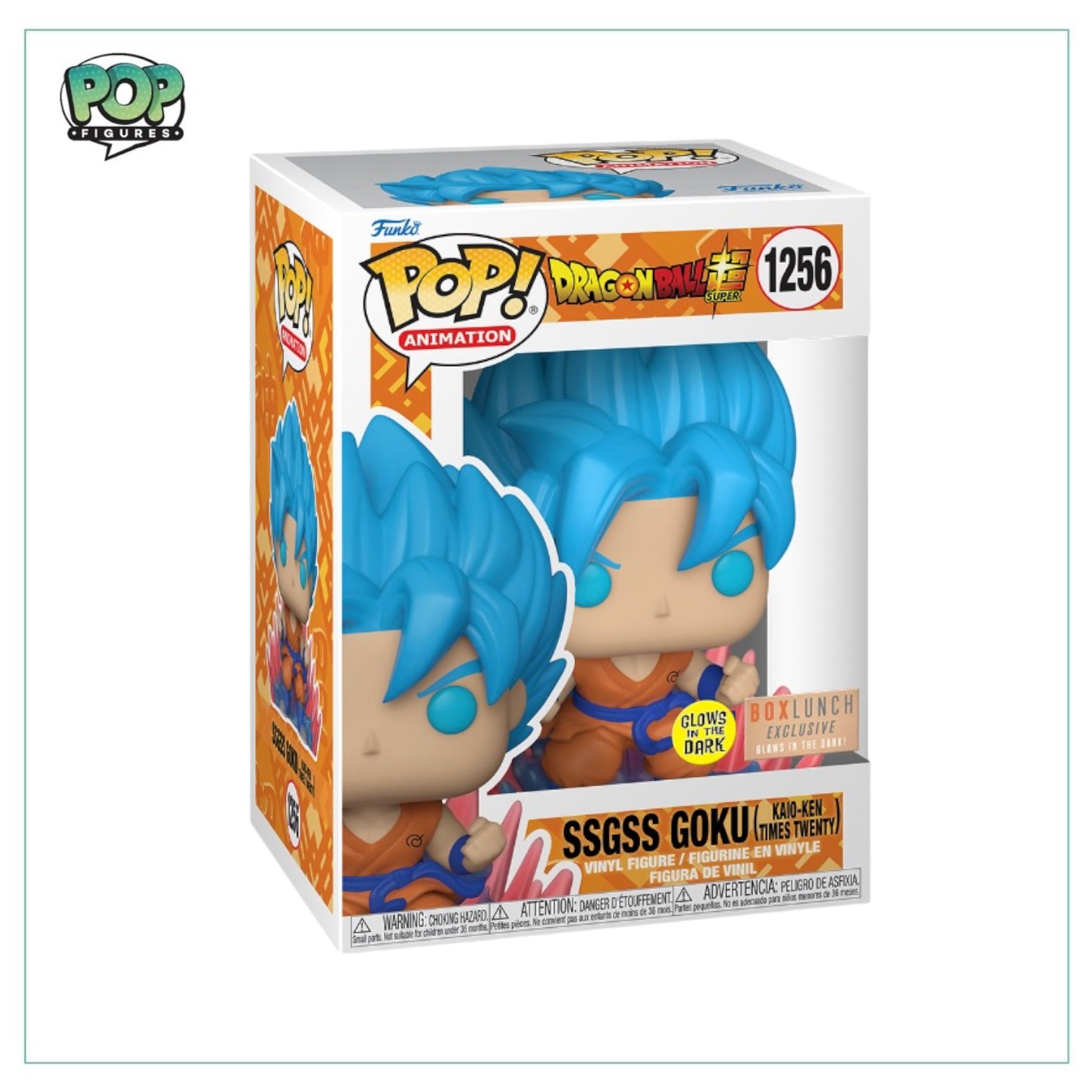 SSGSS Goku (Kaio-Ken Times Twenty ) #1256 Funko Pop! - Dragonball Z - Glow in the dark - Boxlunch Exclusive