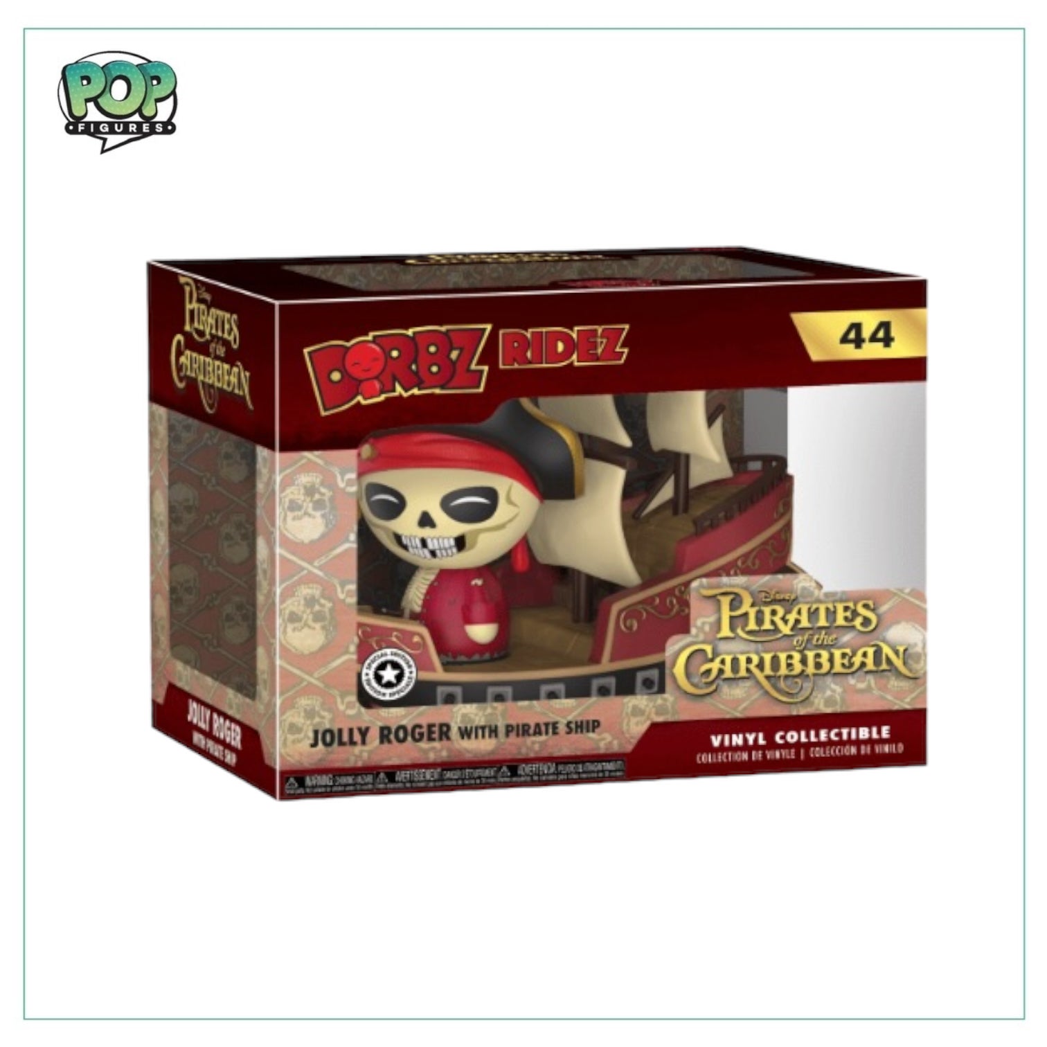 Jolly Roger with Pirate Ship #44 Funko Dorbz - Pirates of the Caribbean -Condition 7/10 - Disney Parks Exclusive