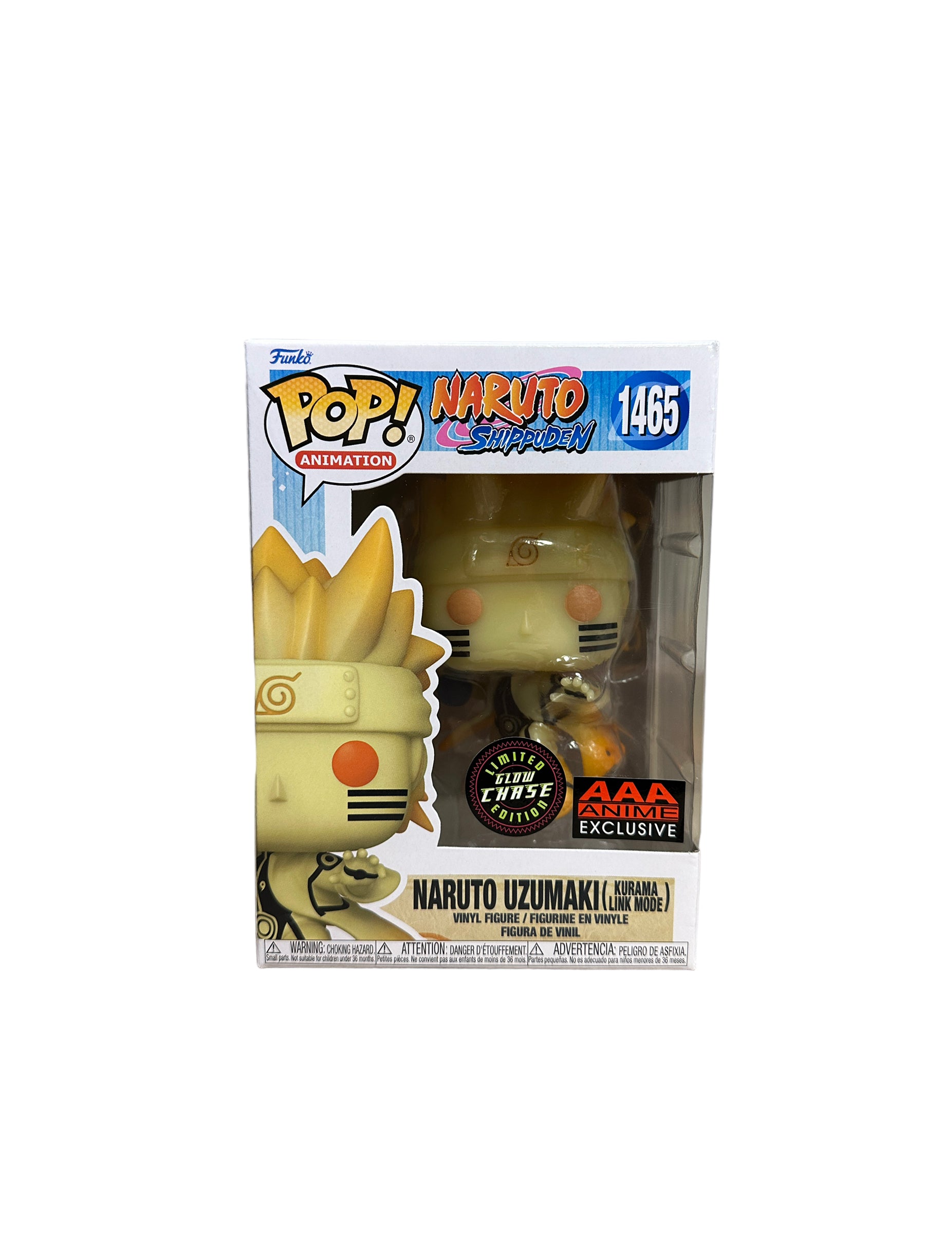 Naruto Uzumaki (Kurama Link Mode) #1465 (Glow Chase) Funko Pop! - Naruto Shippuden - AAA Anime Exclusive - Condition 9/10