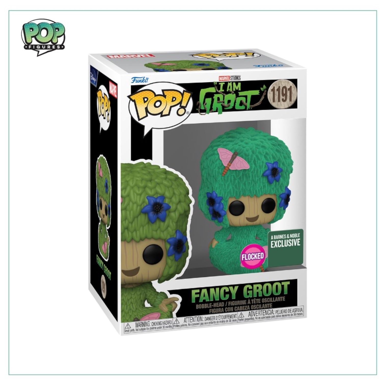 Fancy Groot #1191 (Flocked) Funko Pop! - I Am Groot - Barnes and Noble Exclusive