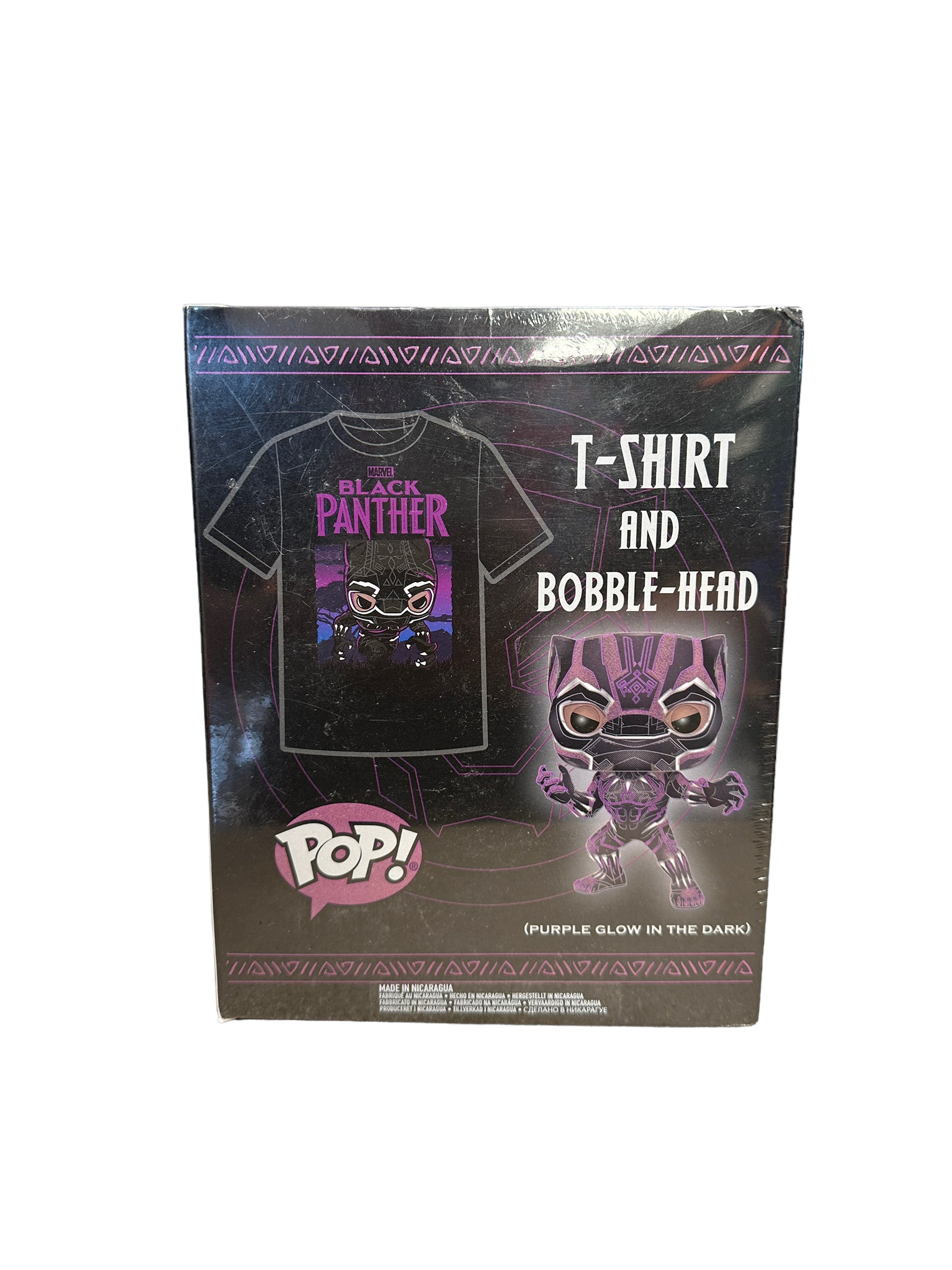 Black Panther #273 (Purple Glows in the Dark) Funko Pop T-Shirt Bundle! - Black Panther - Target Exclusive - Sealed - Condition 8.5/10