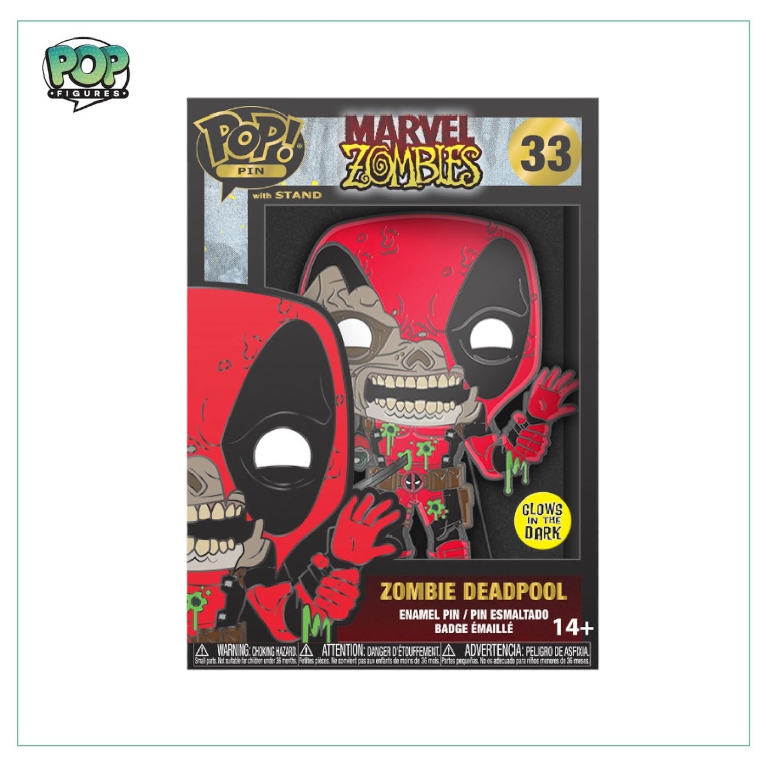 Zombie Deadpool #33 Enamel Pop Pin! - Marvel Zombies - Glow in the Dark