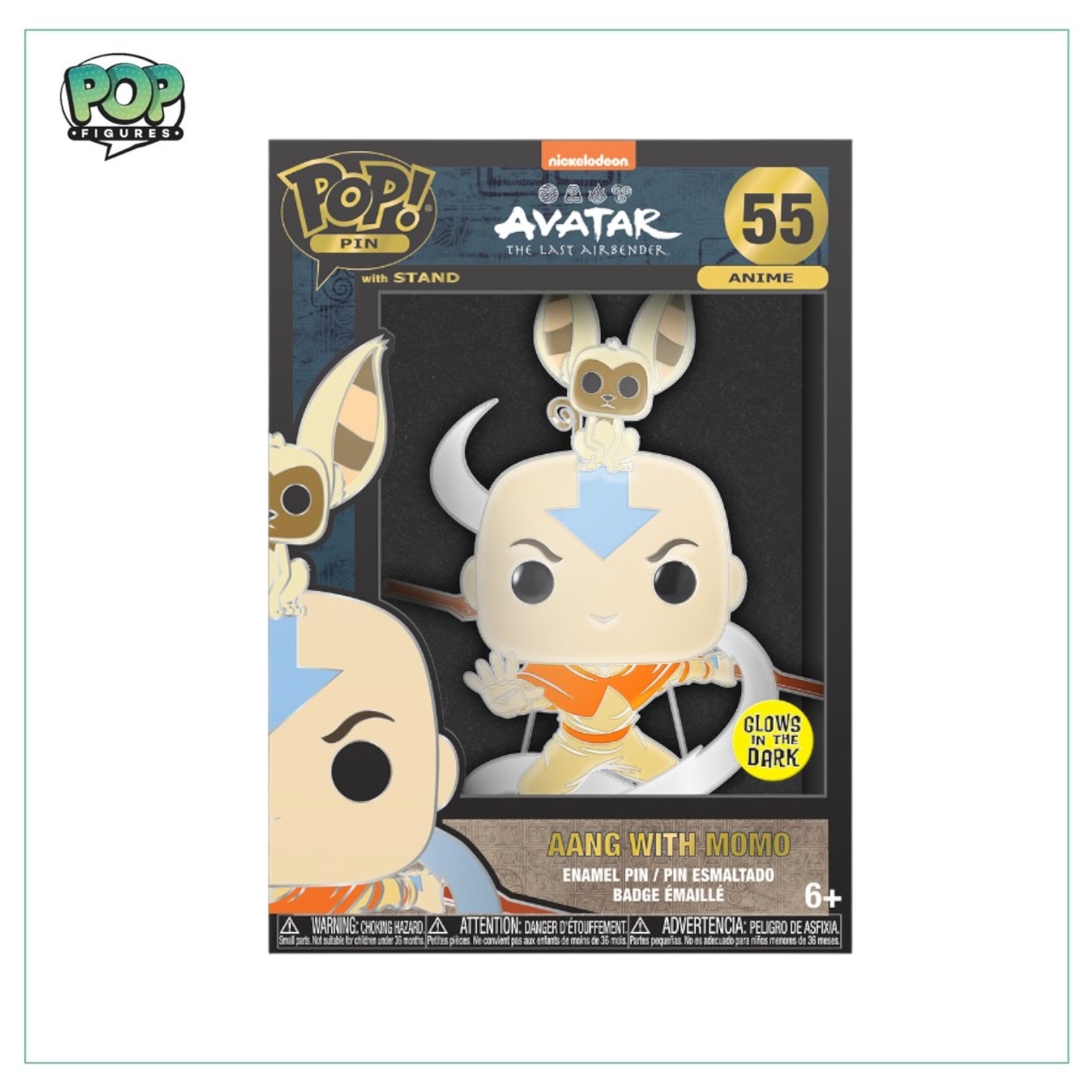 Aang with Momo #55 Enamel Pop! Pin -Avatar the Last Airbender - Glow in the Dark