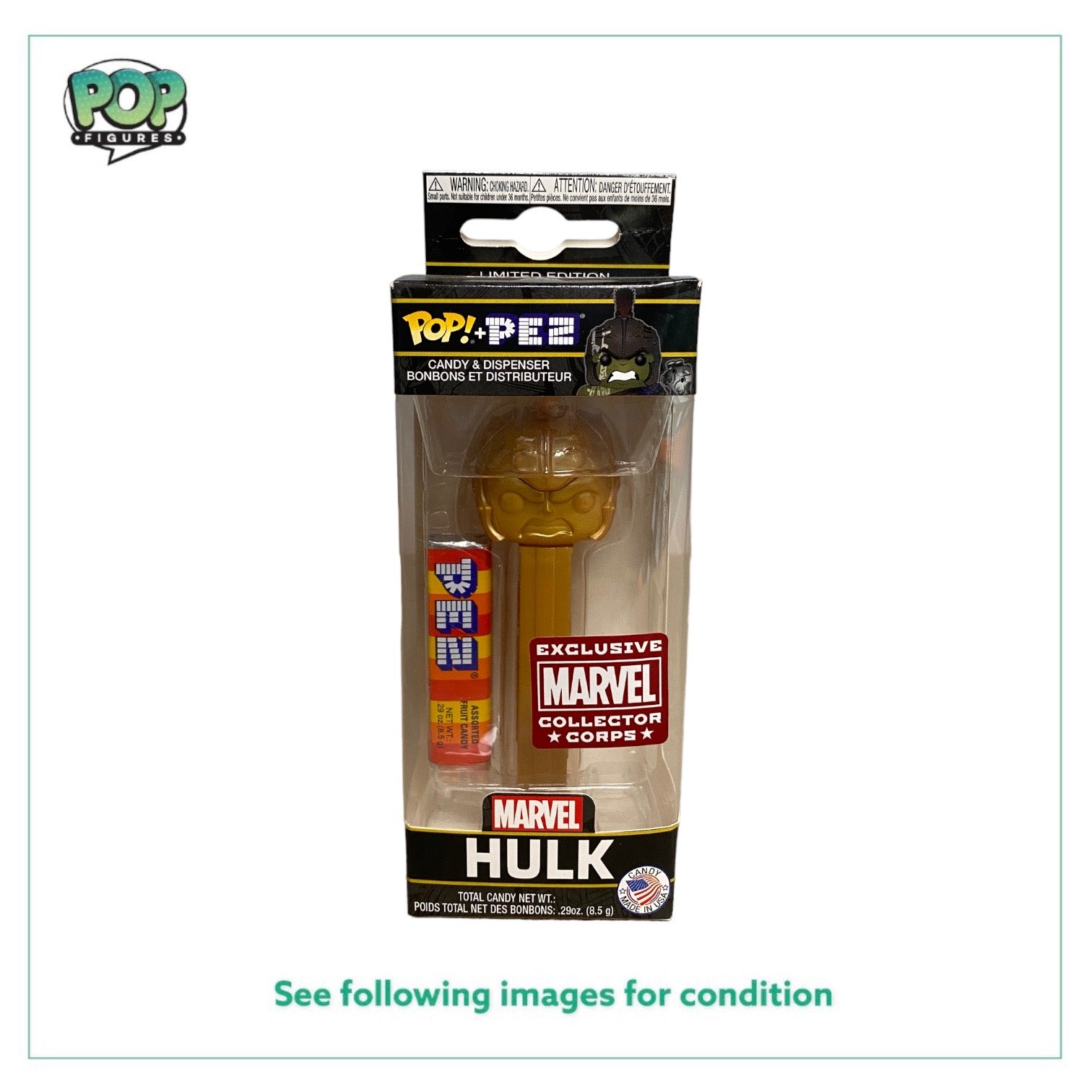 Hulk (Gold) Funko Pop Pez! - Marvel - Marvel Collector Corps Exclusive - Condition 8.75/10