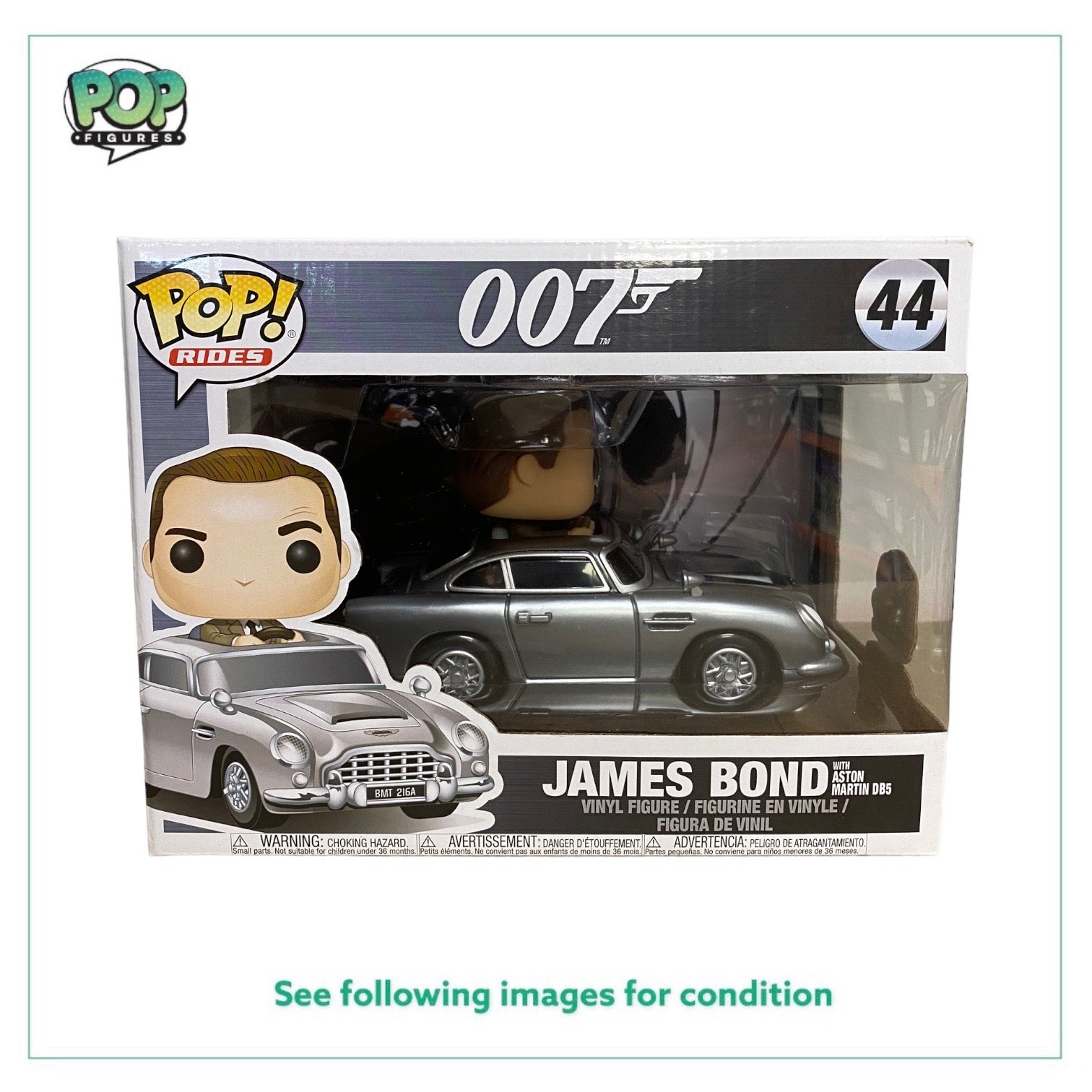 James Bond with Aston Martin DB5 #44 Funko Pop Ride! - 007 - 2017 Pop! - Condition 8.75/10