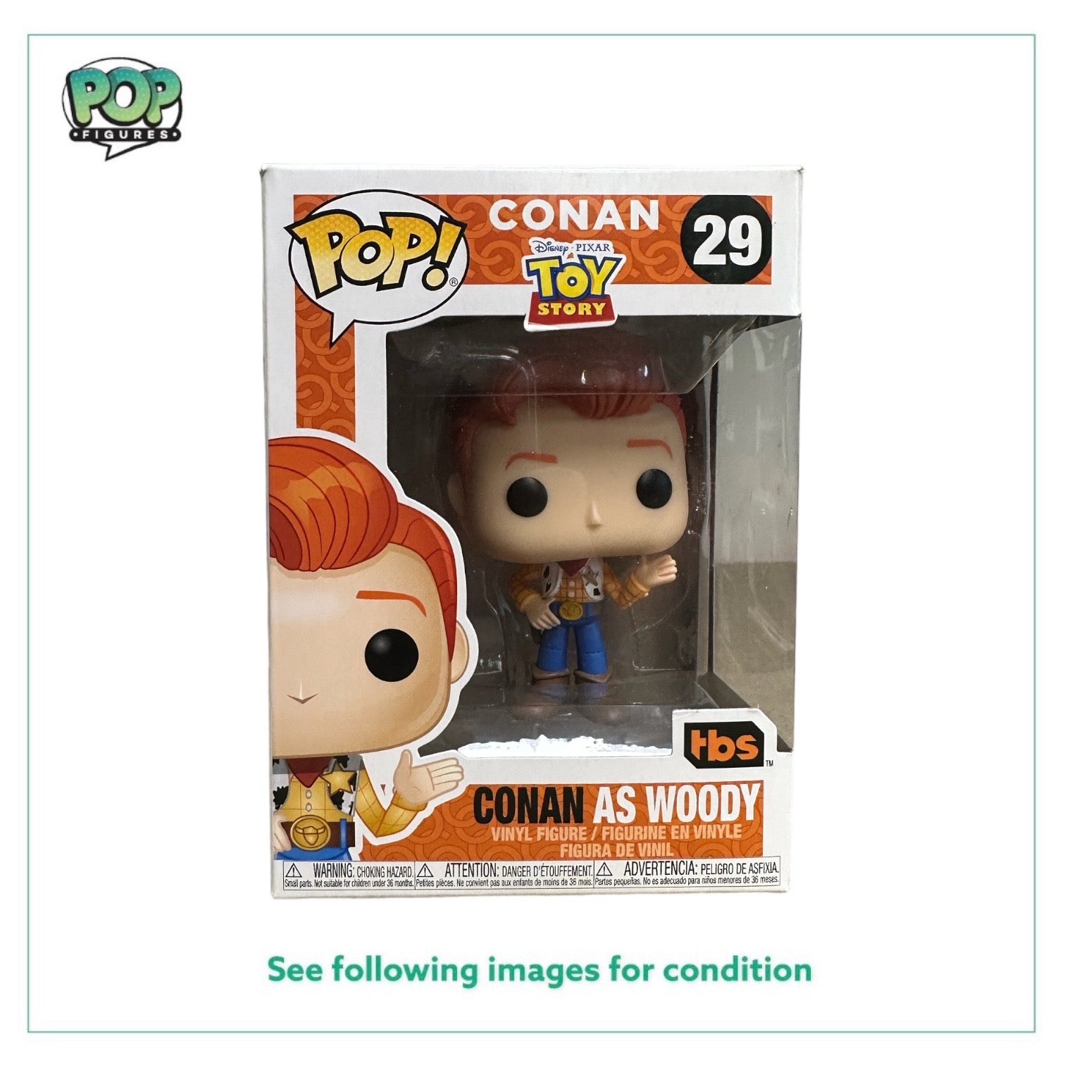 Conan as Woody #29 Funko Pop! - Conan x Toy Story - 2019 Pop! - SDCC 2019 Exclusive - Condition 8/10